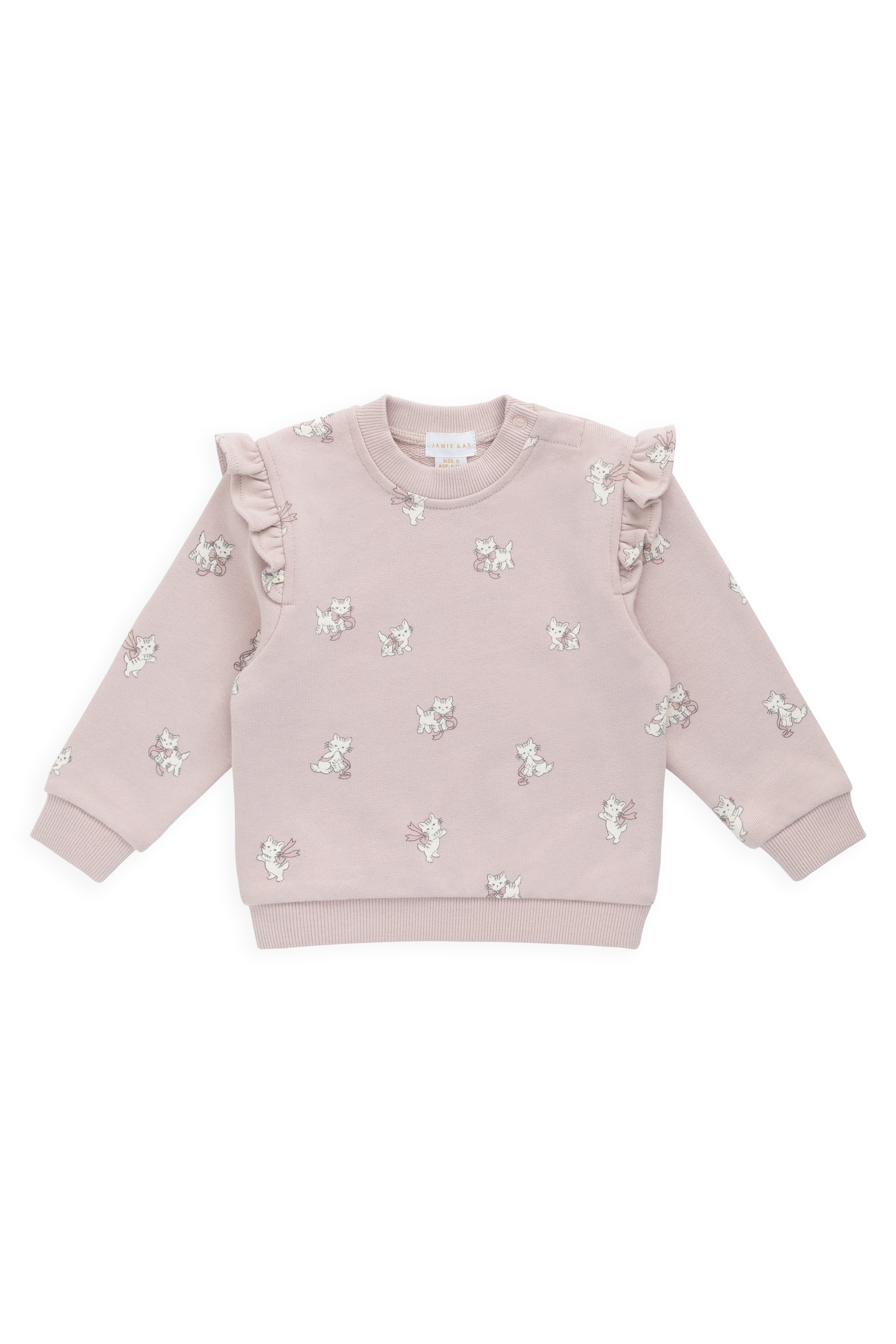 Organic Cotton Maple Sweatshirt-Bow Kitties Mauve - Image 2
