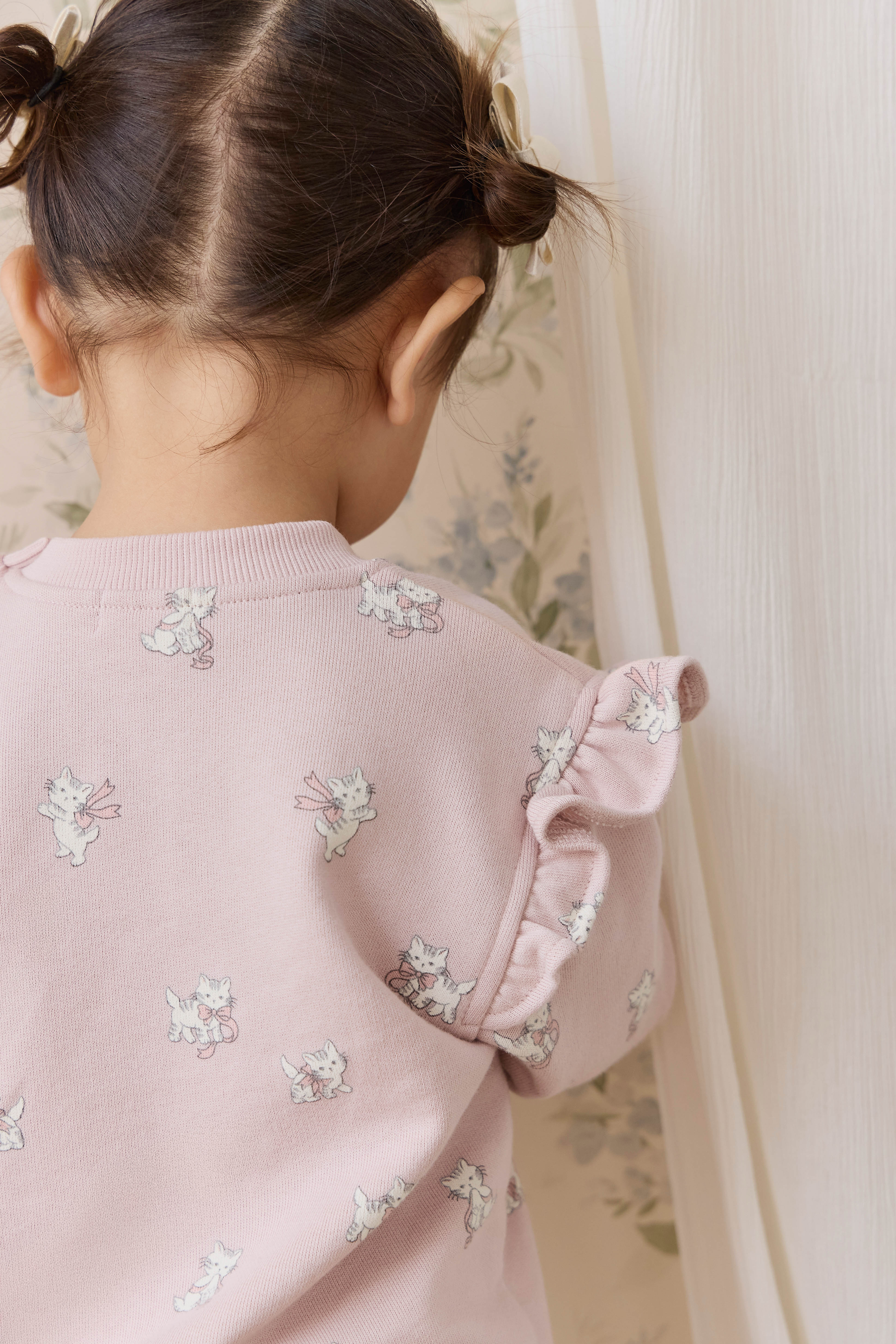 Organic Cotton Maple Sweatshirt-Bow Kitties Mauve - Image 4