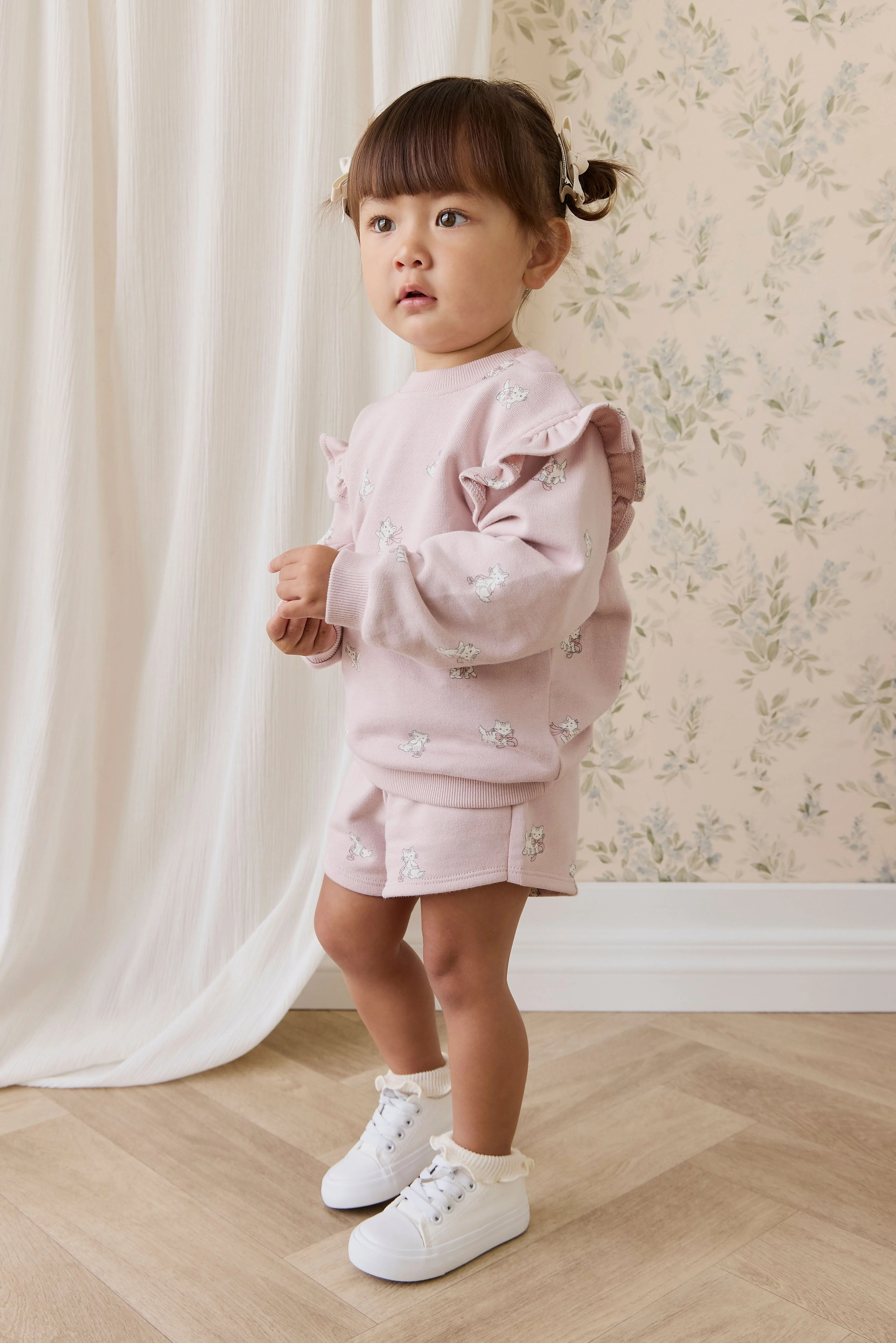 Organic Cotton Maple Sweatshirt-Bow Kitties Mauve - Image 5
