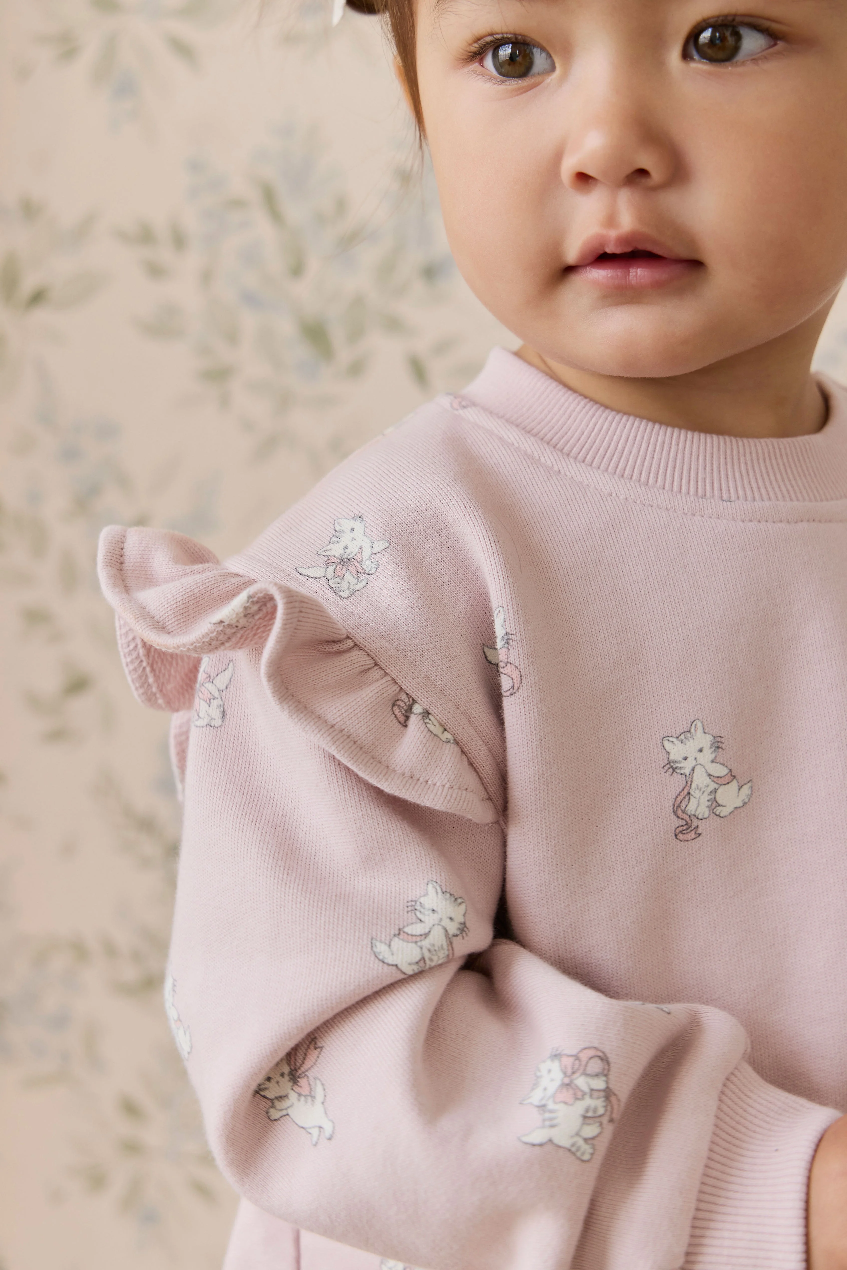Organic Cotton Maple Sweatshirt-Bow Kitties Mauve - Image 6