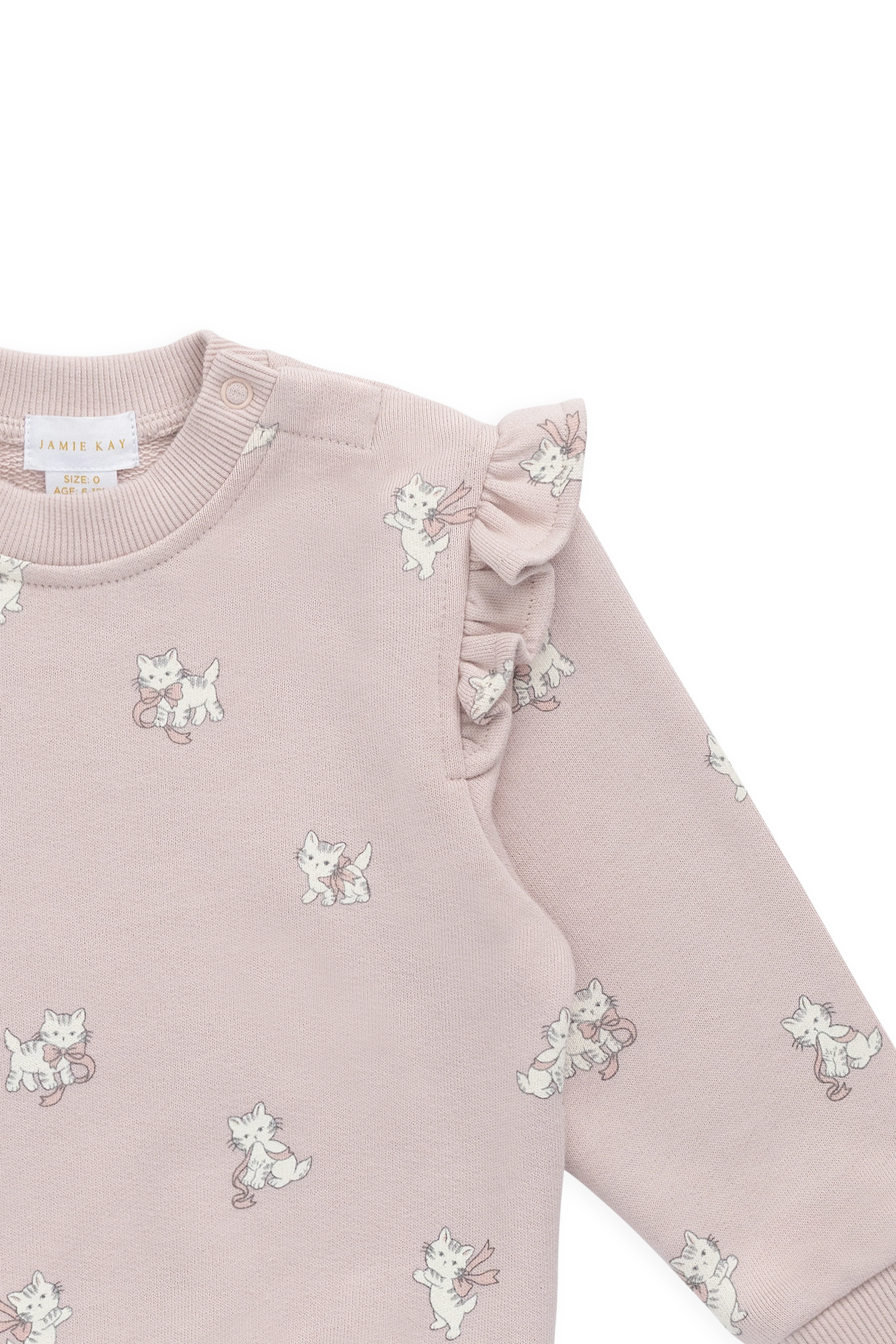 Organic Cotton Maple Sweatshirt-Bow Kitties Mauve - Image 7