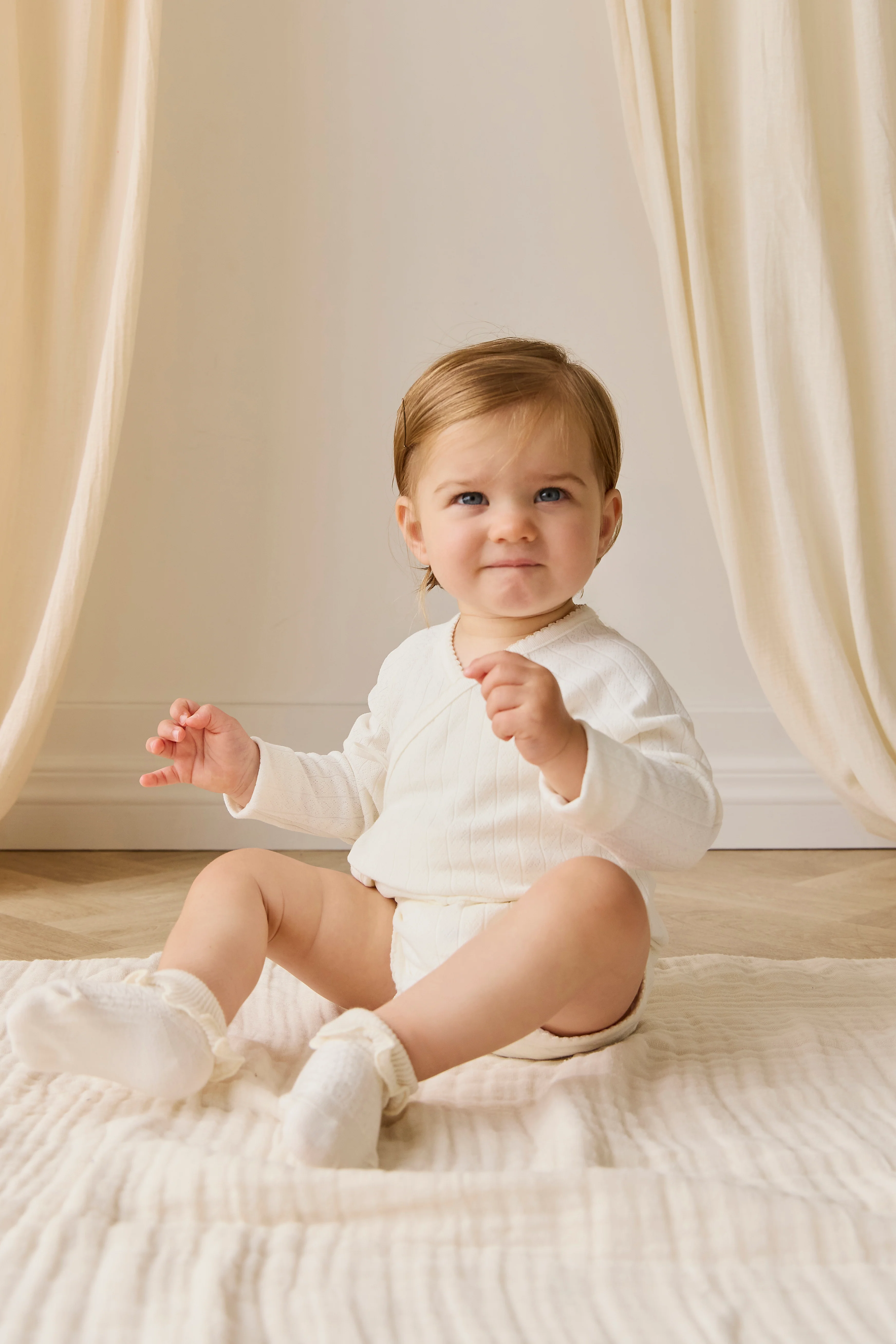 Organic Cotton Marina Bodysuit - Sweet Heart Pointelle Parchment - Image 4