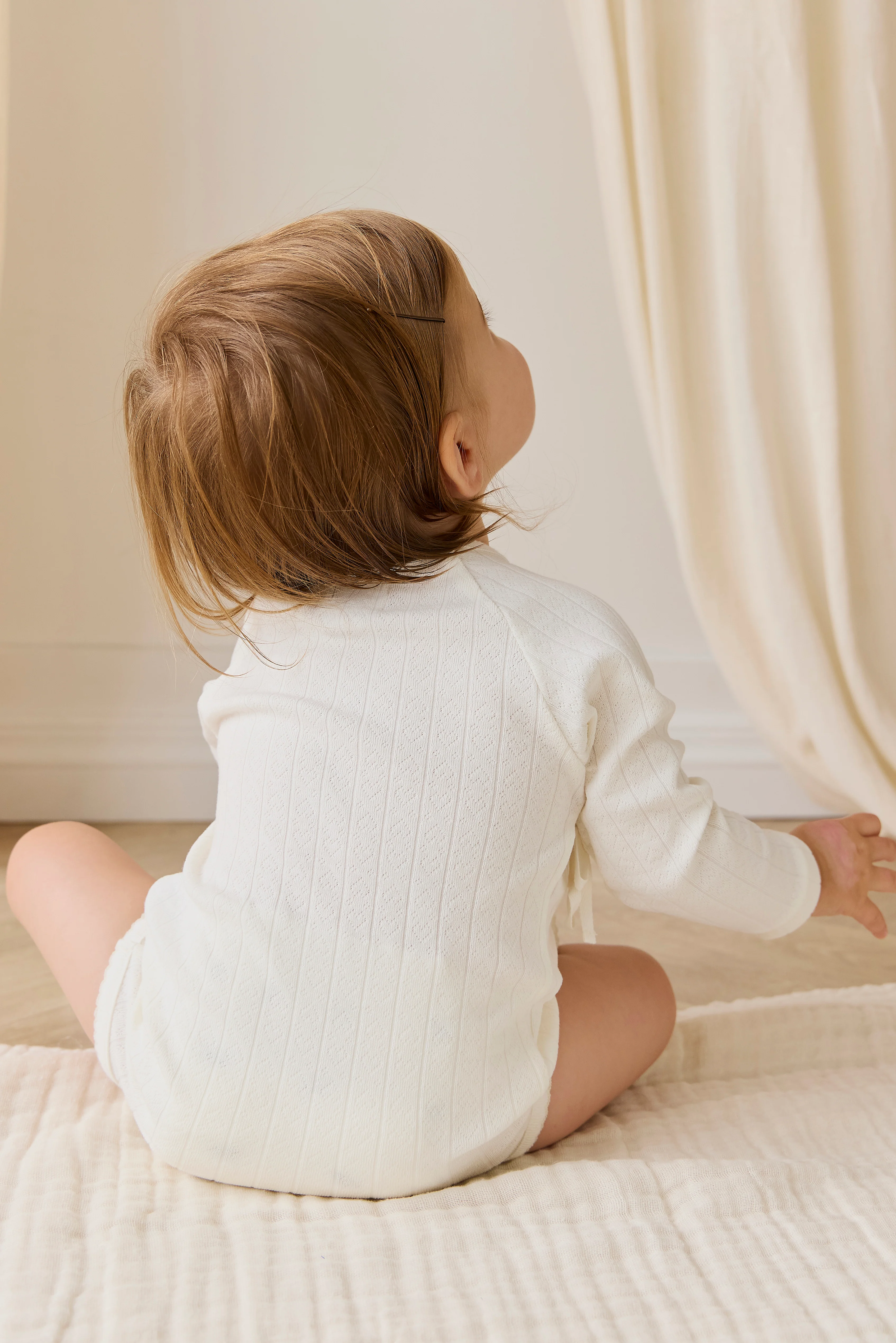 Organic Cotton Marina Bodysuit - Sweet Heart Pointelle Parchment - Image 5