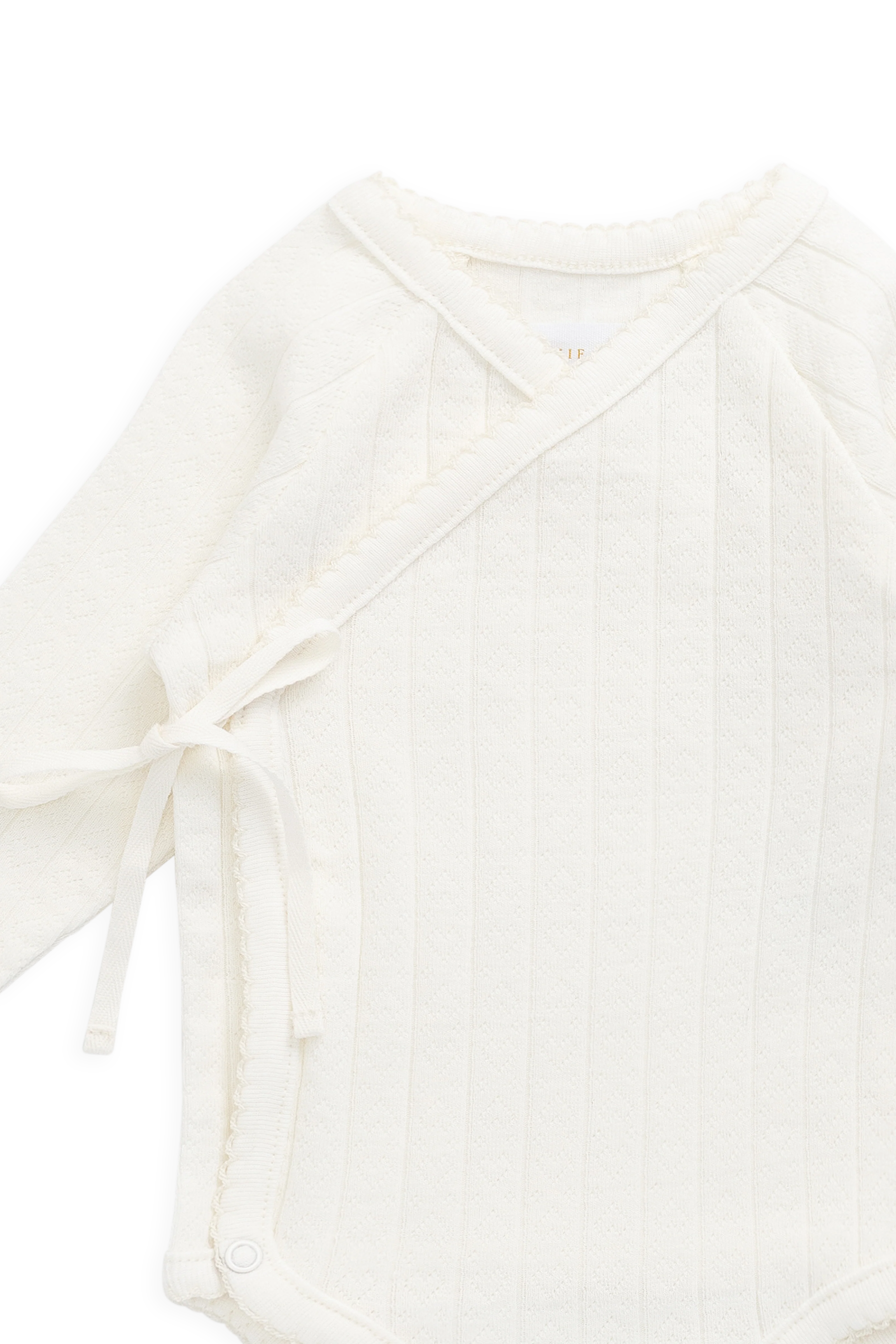 Organic Cotton Marina Bodysuit - Sweet Heart Pointelle Parchment - Image 6