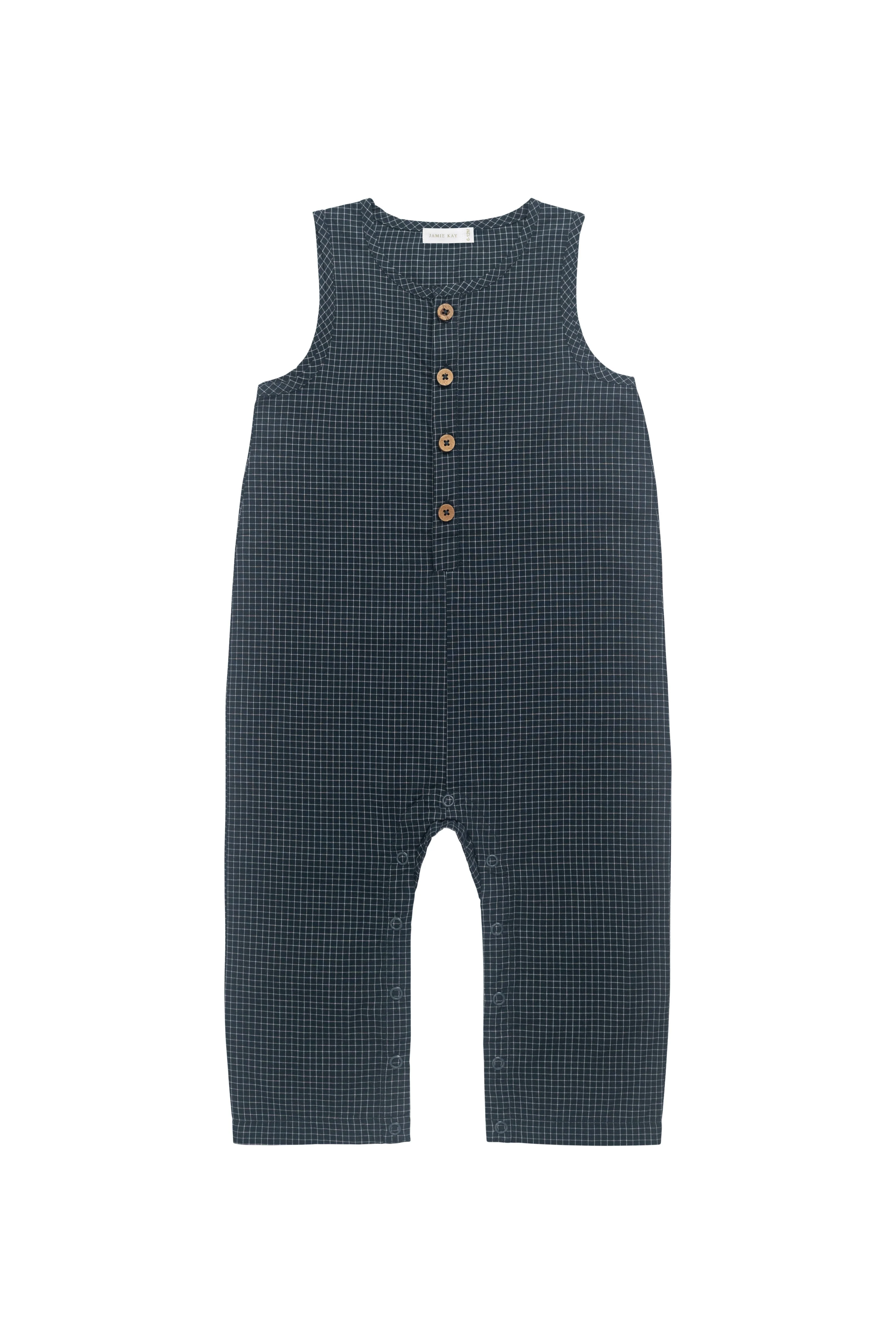Organic Cotton Milo Jumpsuit - Forest Grid - Image 2