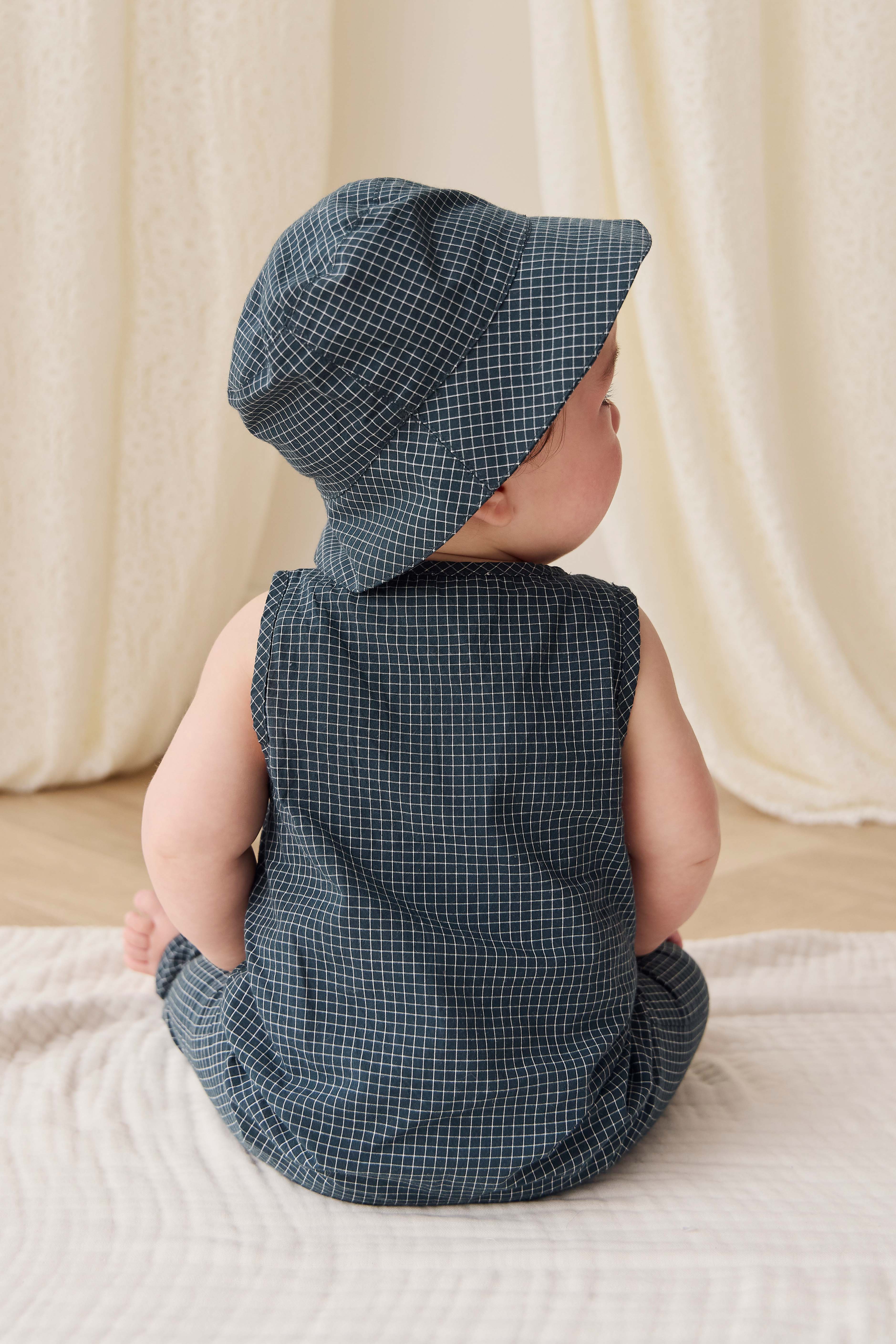Organic Cotton Milo Jumpsuit - Forest Grid - Image 4