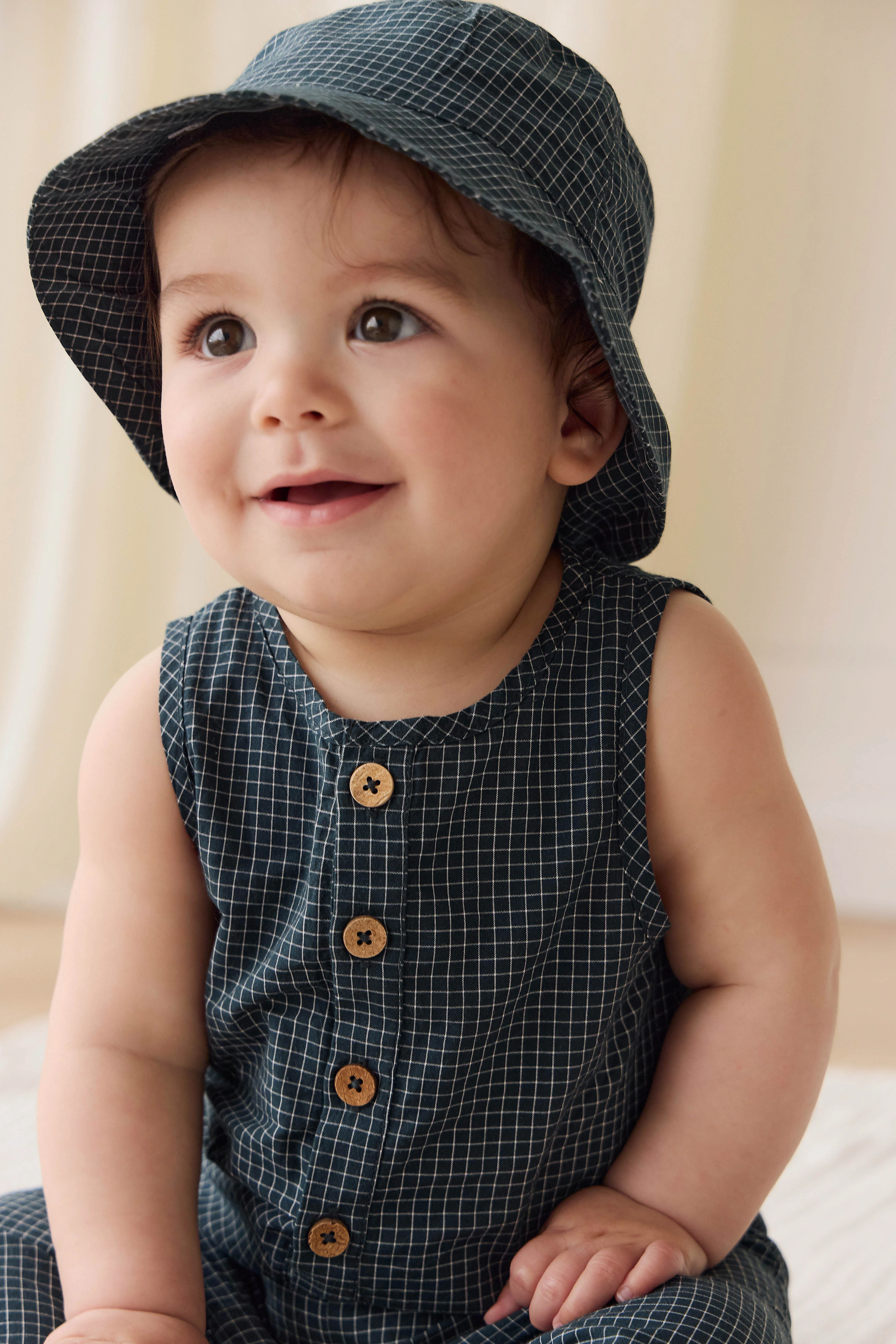 Organic Cotton Milo Jumpsuit - Forest Grid - Image 5