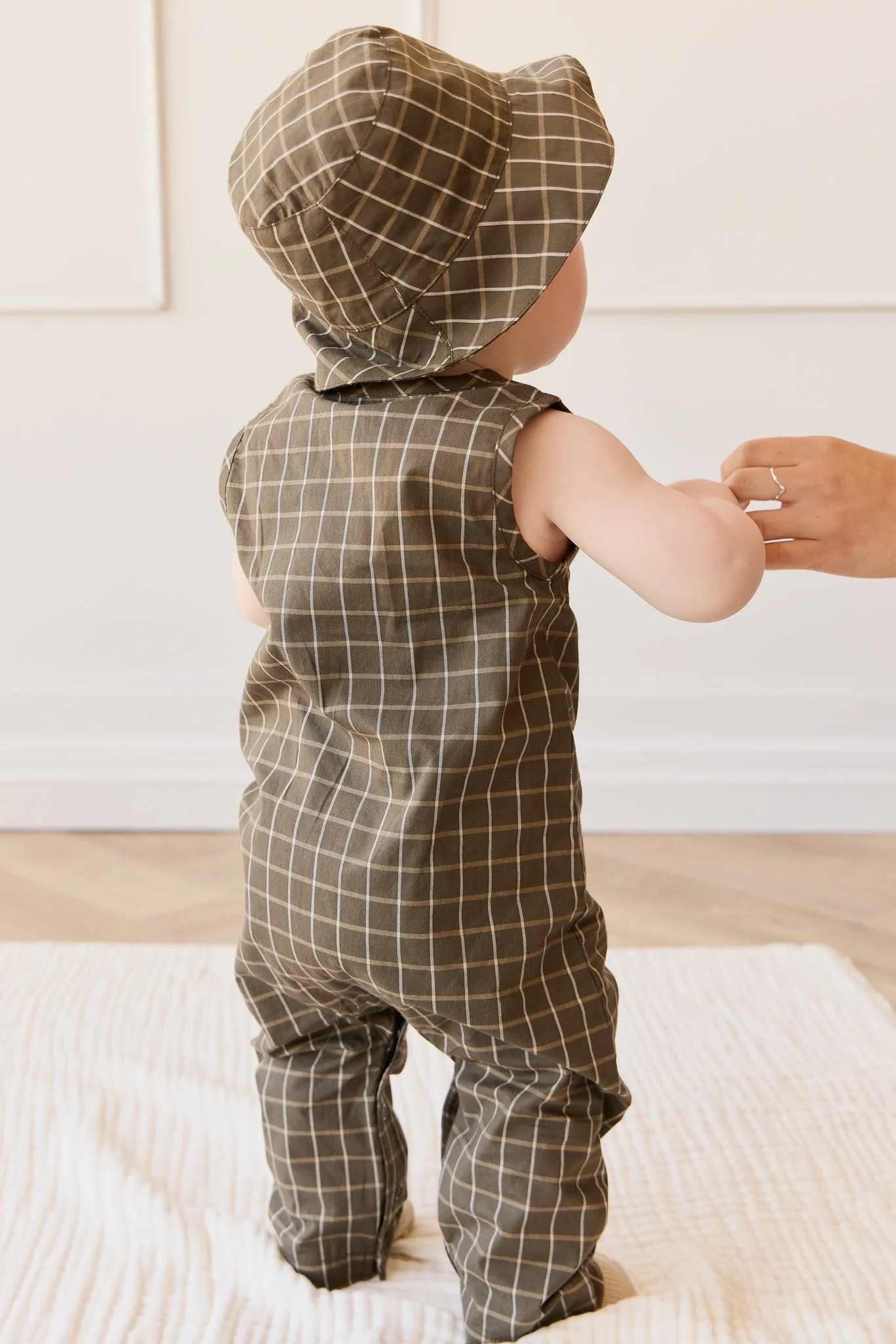 Organic Cotton Milo Jumpsuit - Variegated Grid Tarmac - Image 4