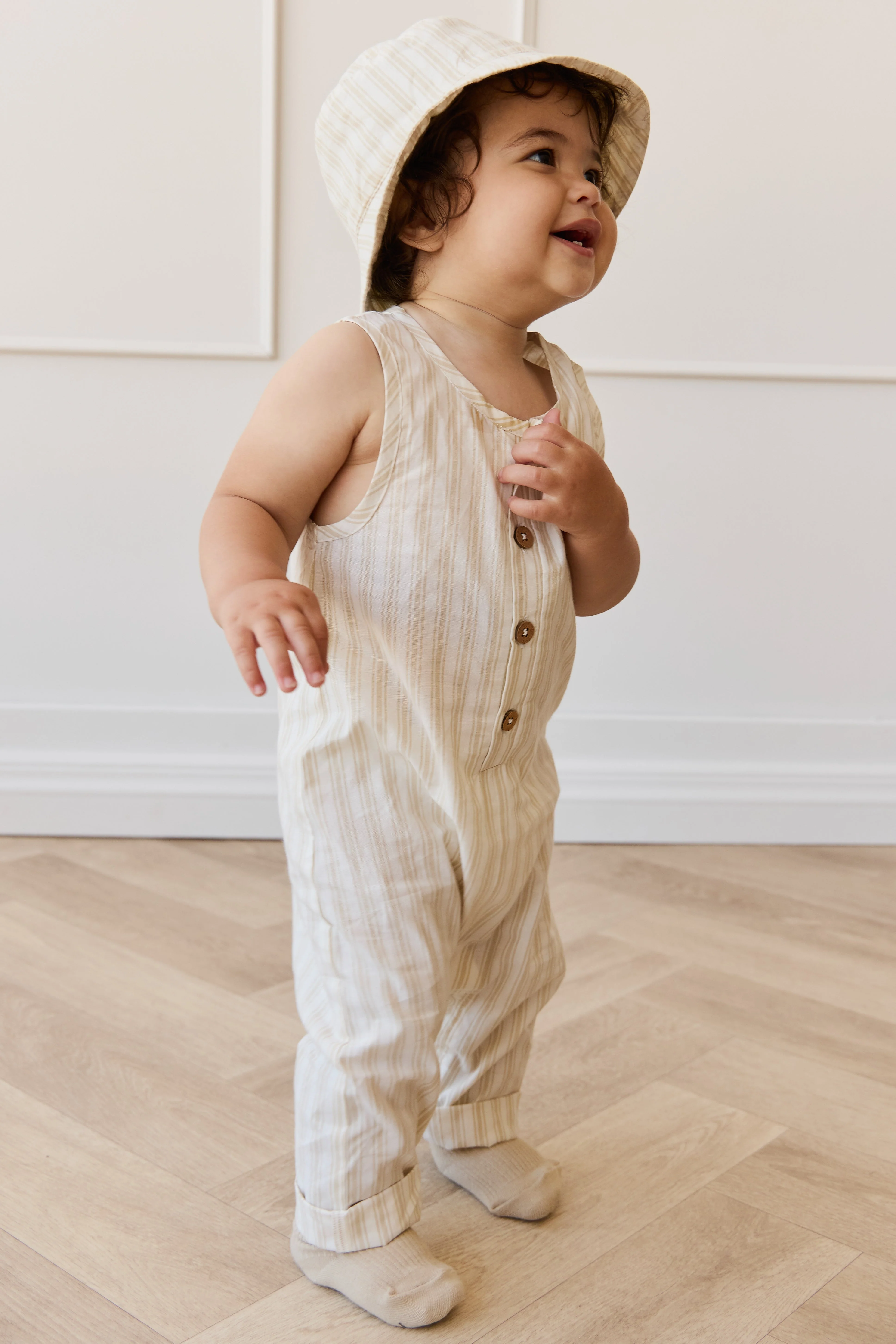 Organic Cotton Milo Jumpsuit - Variegated Stripe Foam - Image 3