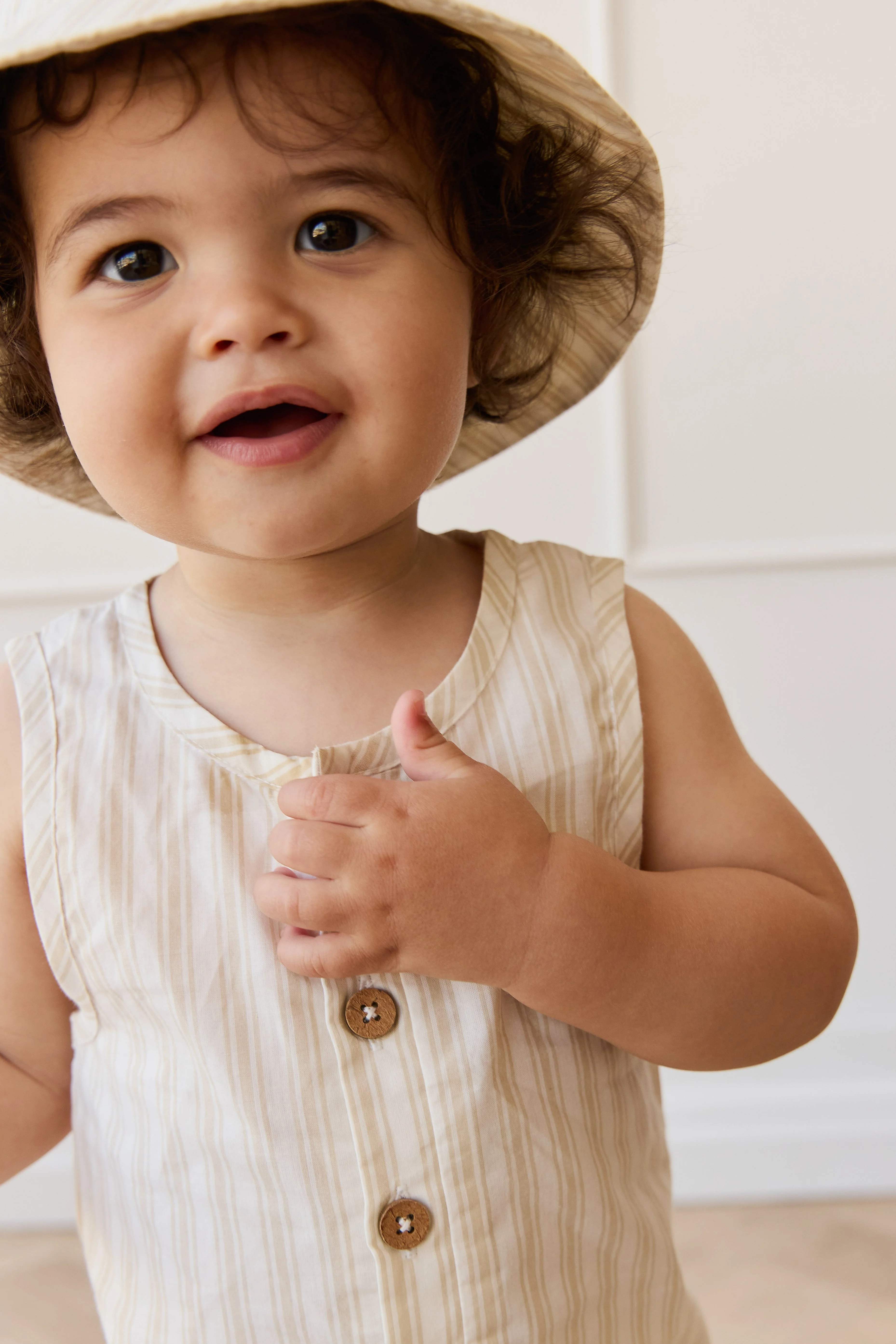 Organic Cotton Milo Jumpsuit - Variegated Stripe Foam - Image 5