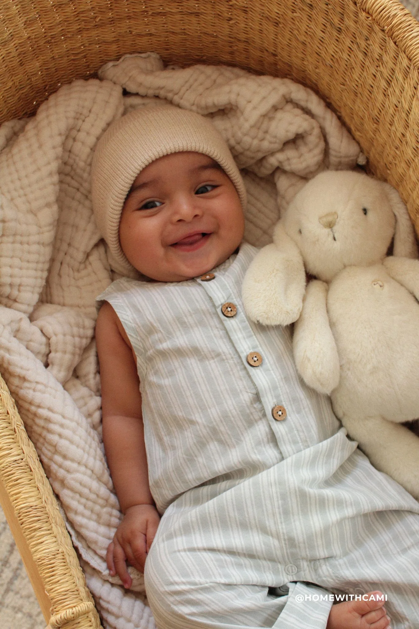 Organic Cotton Milo Jumpsuit - Variegated Stripe Shoreline - Image 2