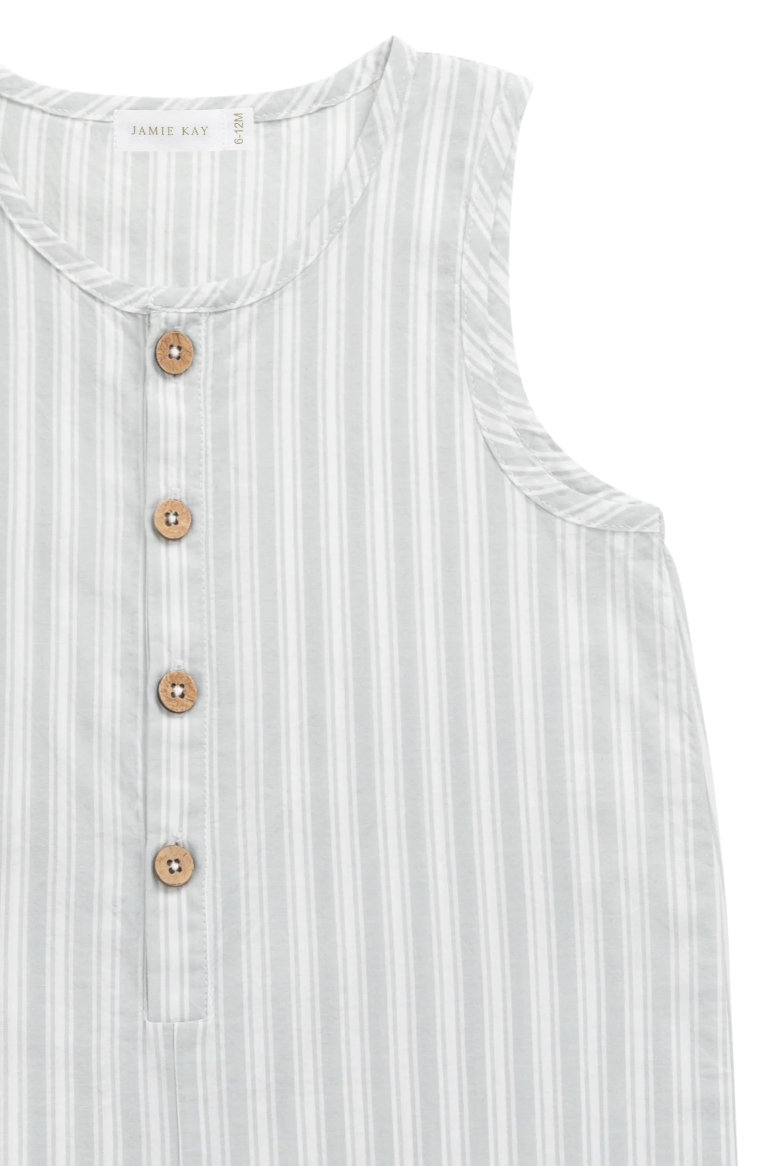 Organic Cotton Milo Jumpsuit - Variegated Stripe Shoreline - Image 4