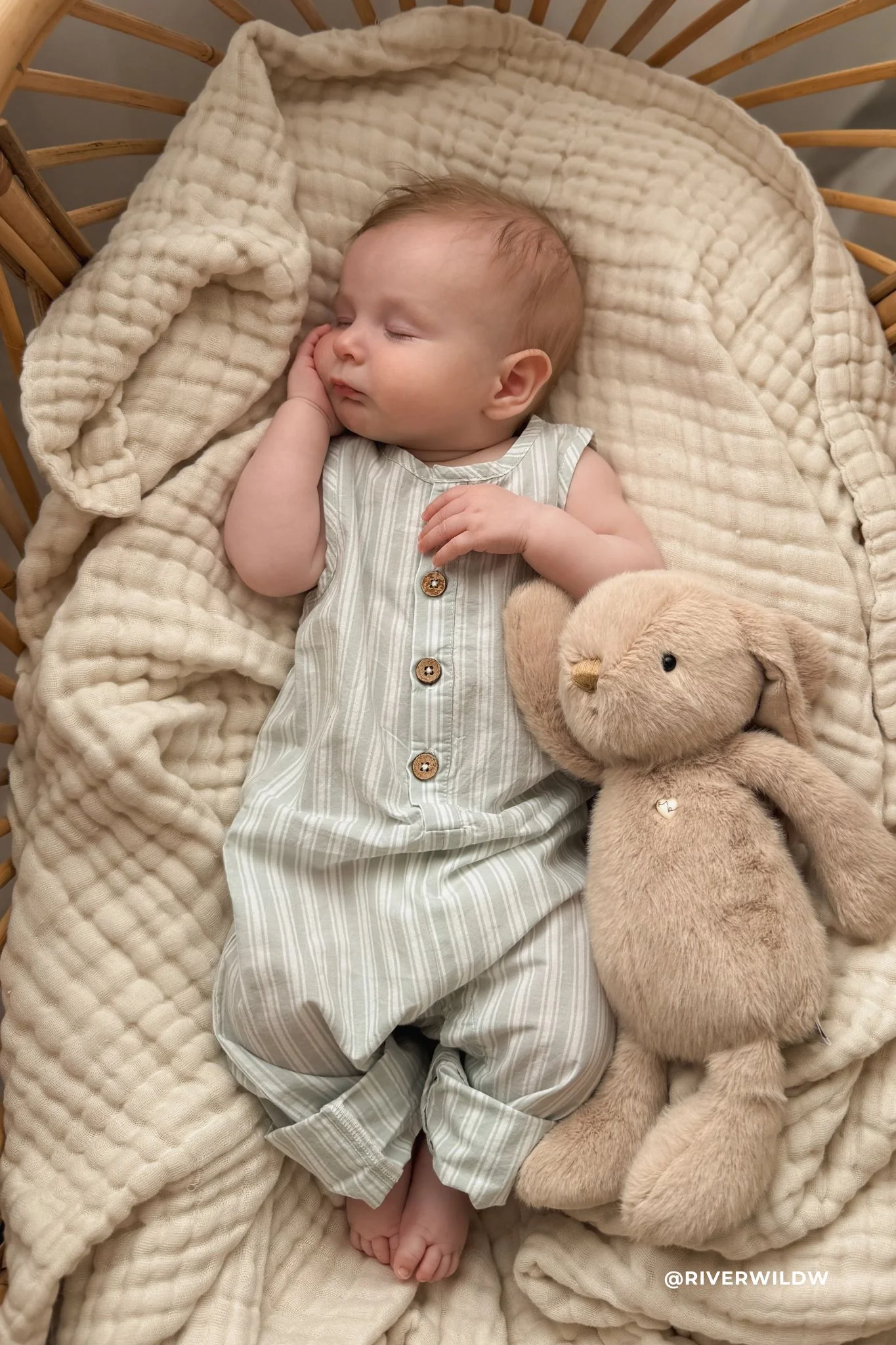 Organic Cotton Milo Jumpsuit - Variegated Stripe Shoreline - Image 6