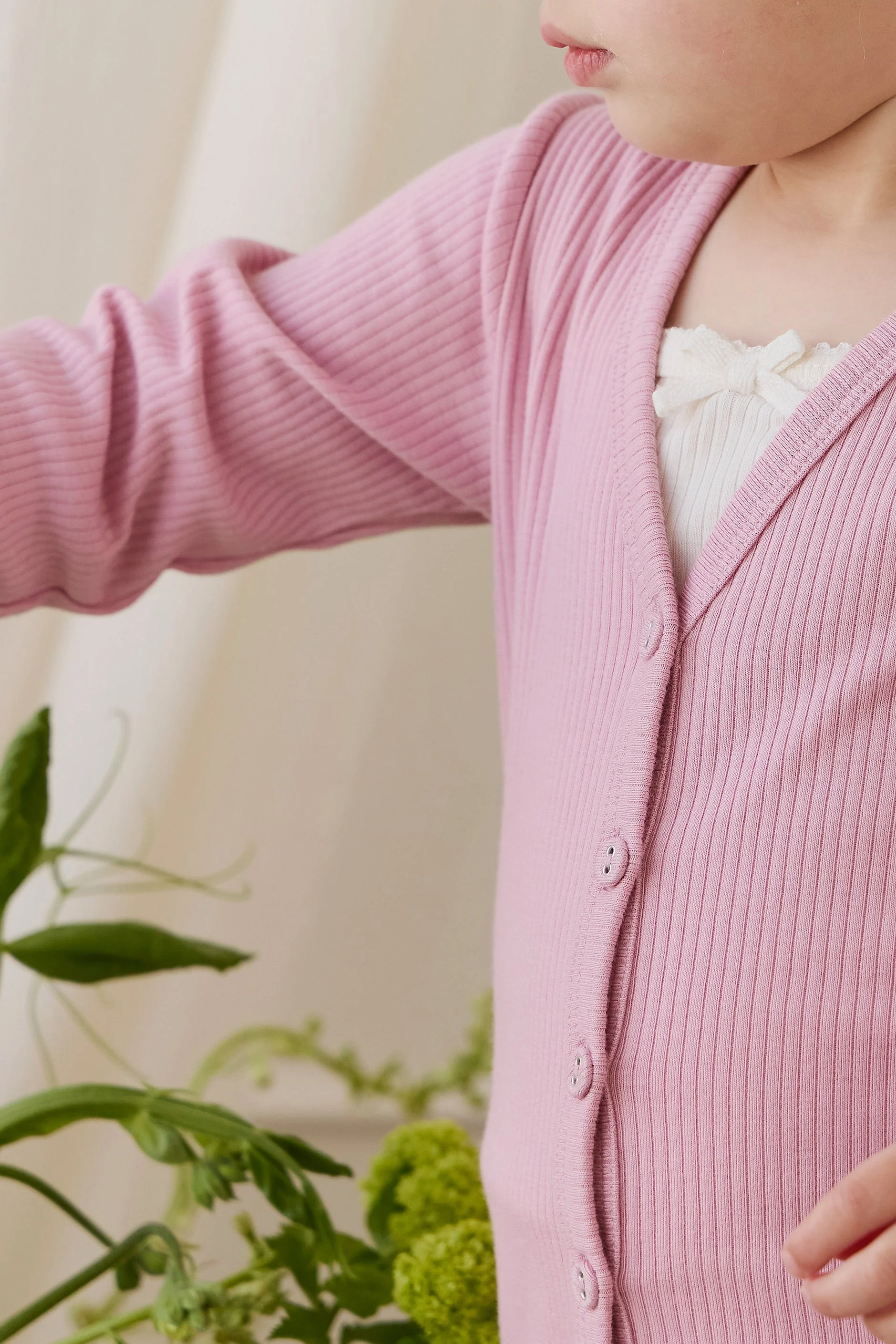 Organic Cotton Modal Cardigan - Vintage Violet - Image 3