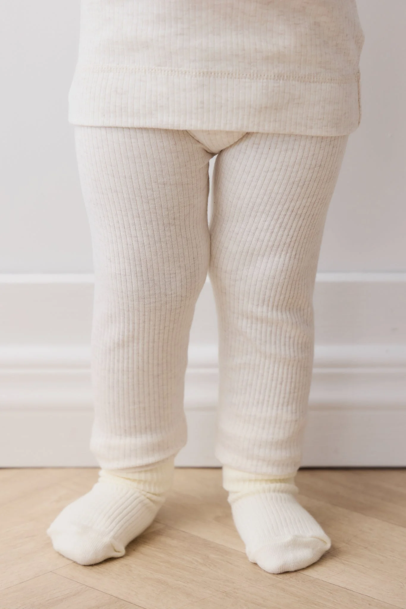 Organic Cotton Modal Everyday Legging - Oatmeal Marle - Image 3