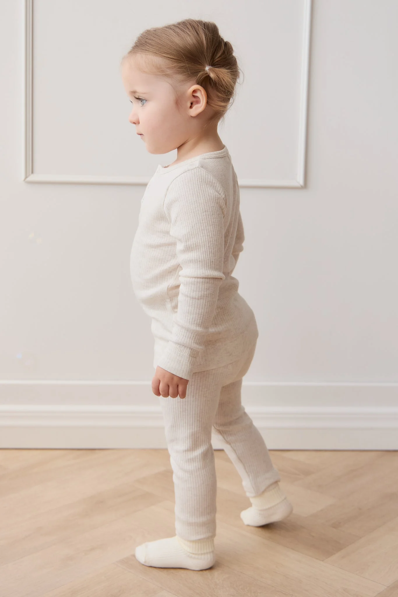 Organic Cotton Modal Everyday Legging - Oatmeal Marle - Image 4