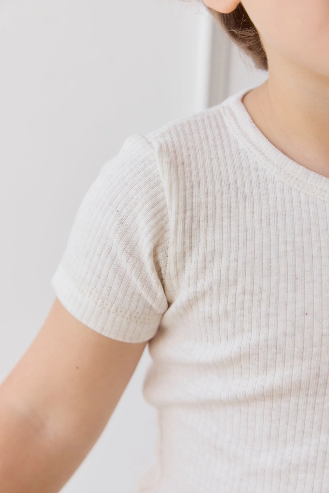 Organic Cotton Modal Henley Tee - Oatmeal Marle - Image 3