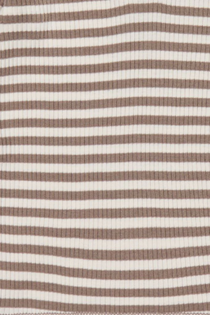 Organic Cotton Modal Lennon Beanie - Narrow Stripe Tweed/Cloud - Image 2