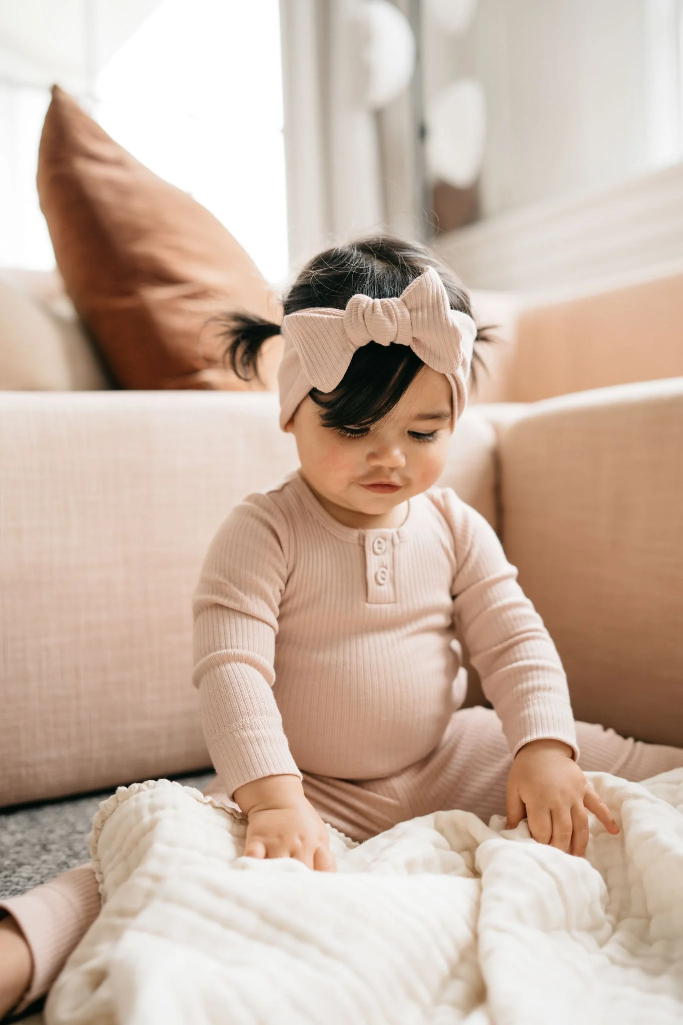 Organic Cotton Modal Lilian Headband - Dusky Rose - Image 11