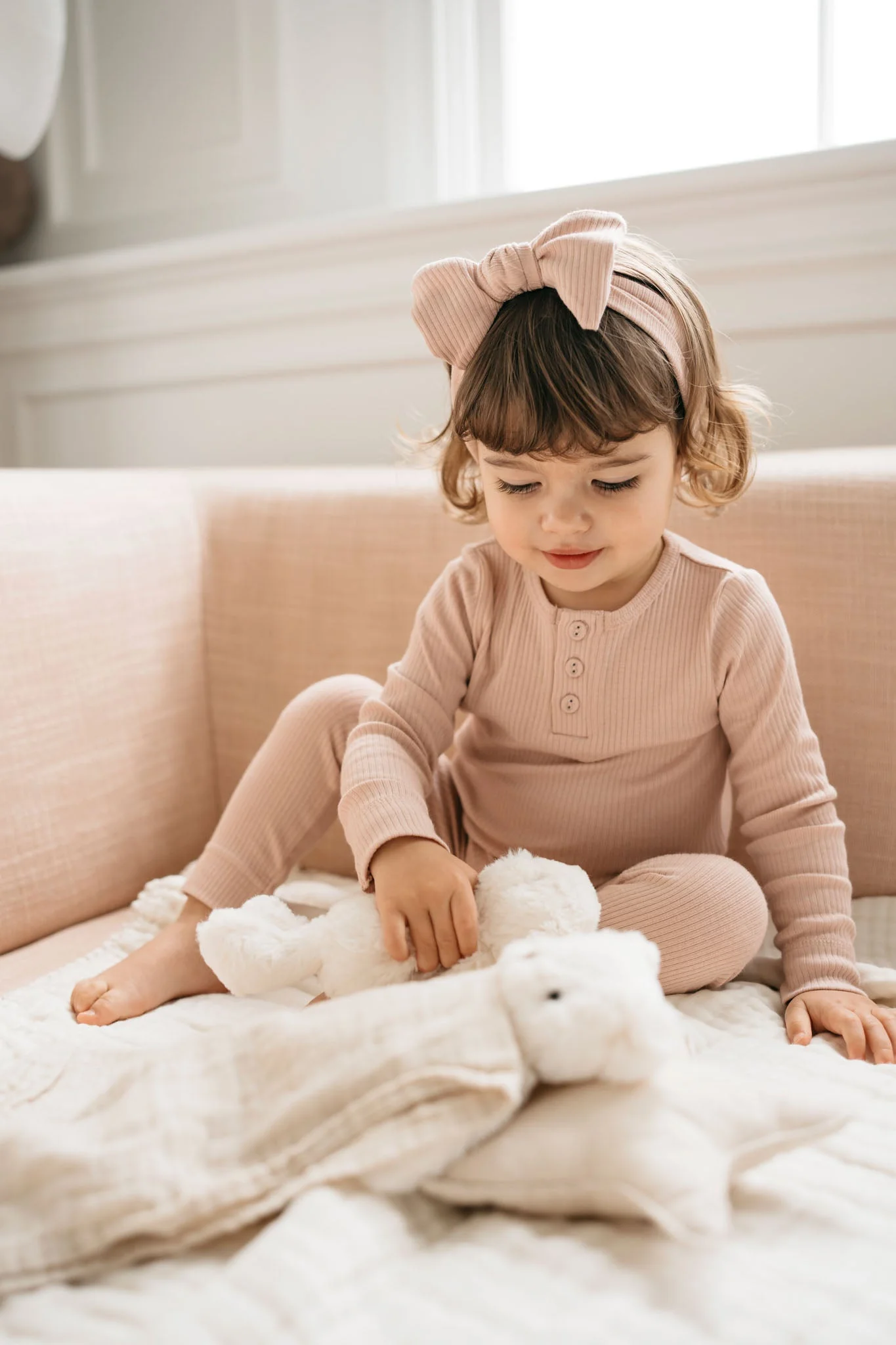 Organic Cotton Modal Lilian Headband - Dusky Rose - Image 3