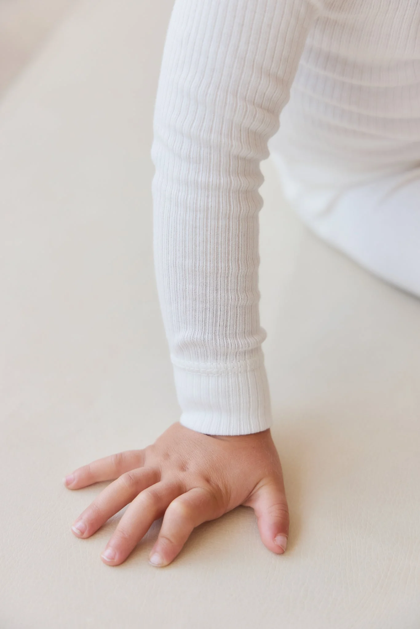 Organic Cotton Modal Long Sleeve Henley - Milk - Image 4