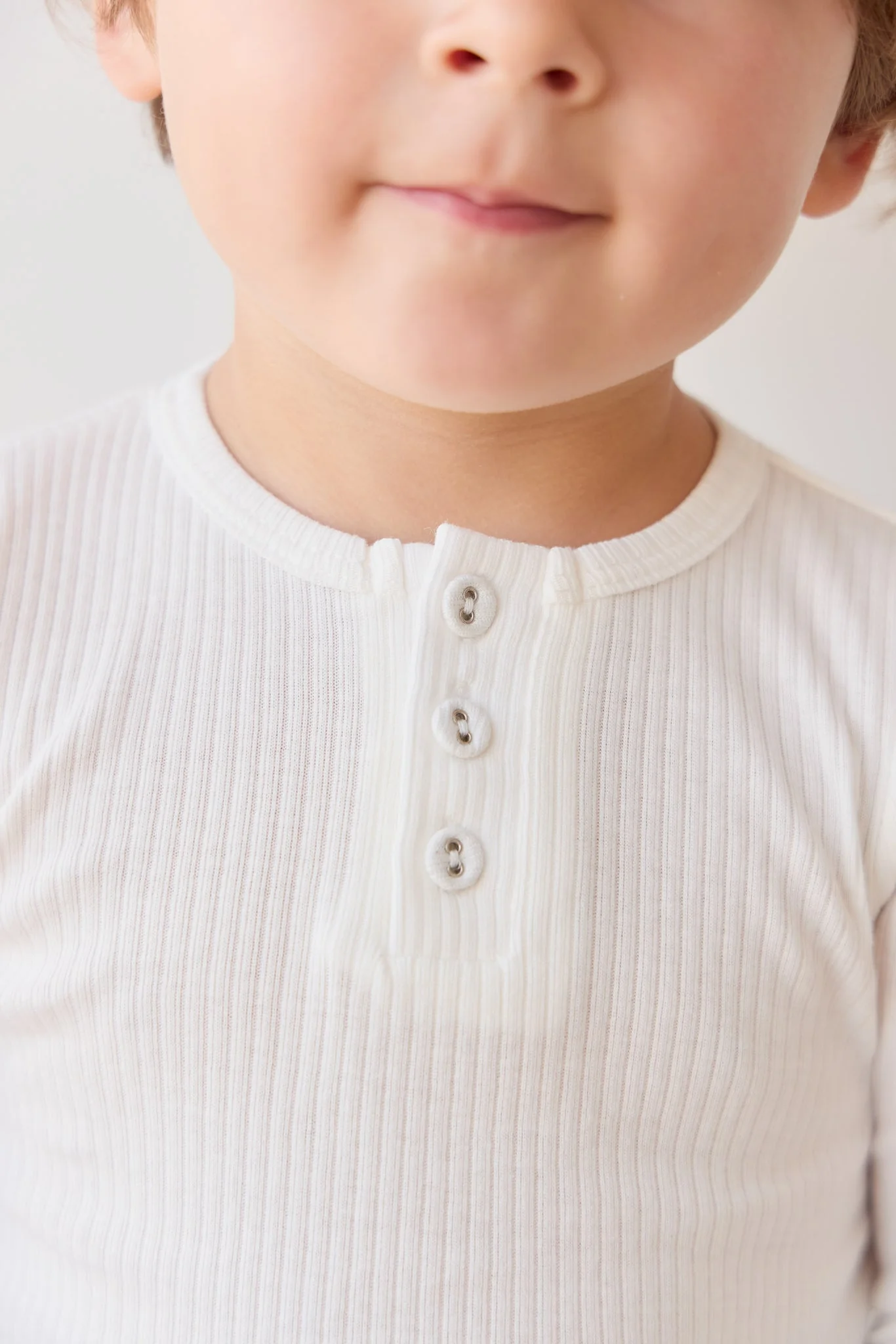 Organic Cotton Modal Long Sleeve Henley - Milk - Image 5