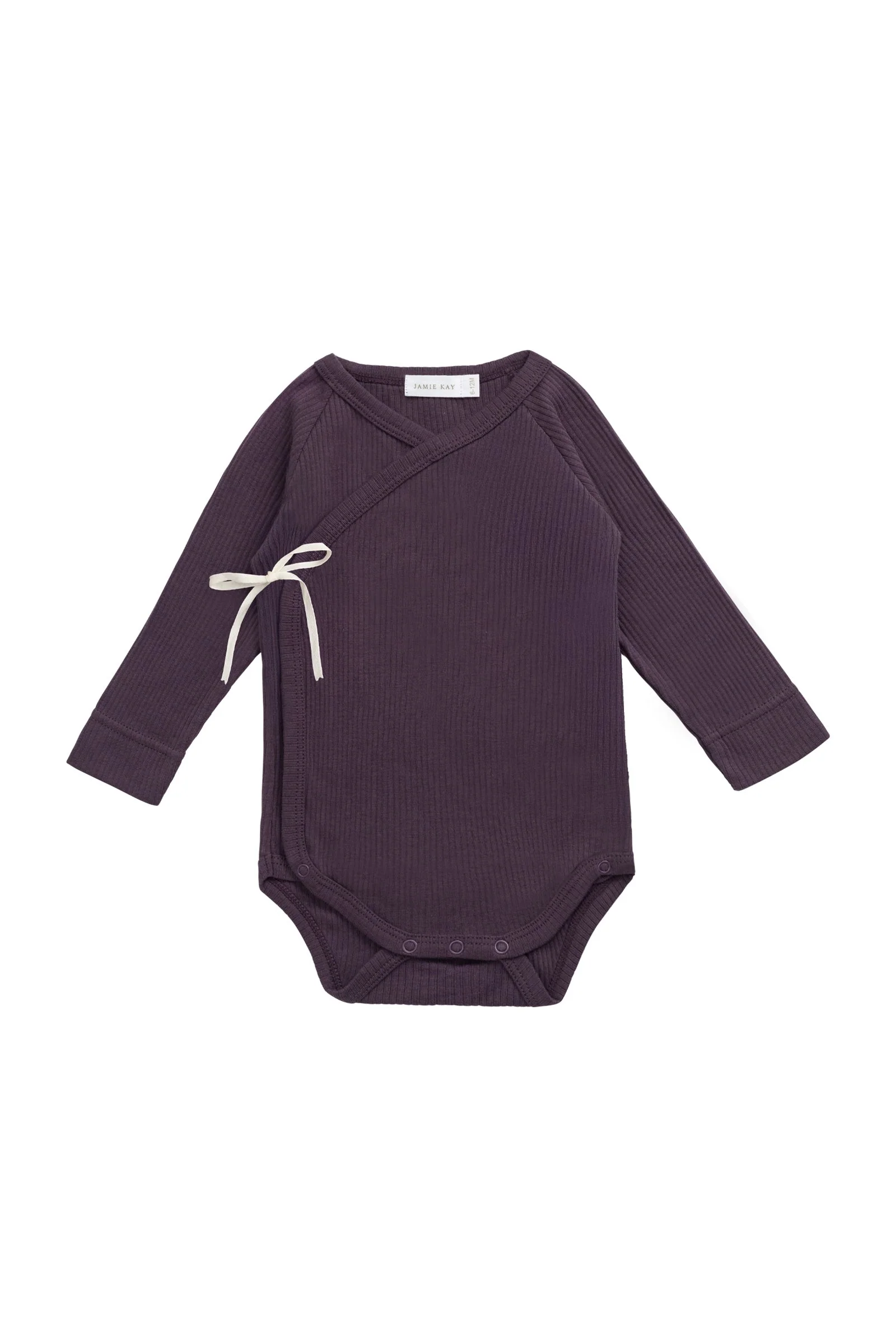 Organic Cotton Modal Marina Long Sleeve Bodysuit - Blackberry - Image 2