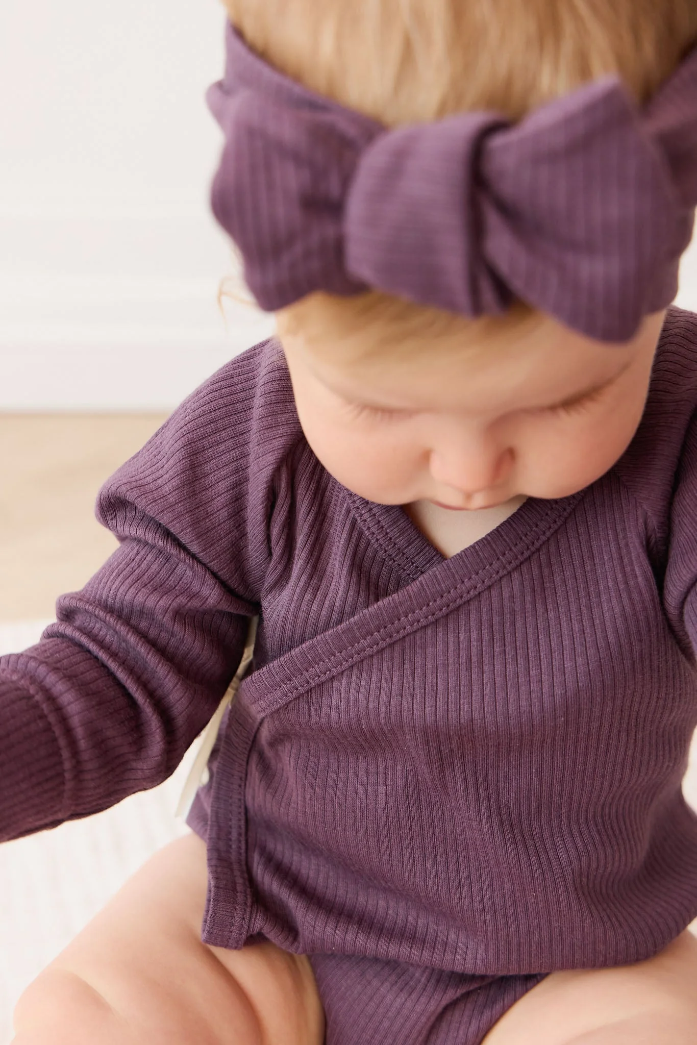 Organic Cotton Modal Marina Long Sleeve Bodysuit - Blackberry - Image 3