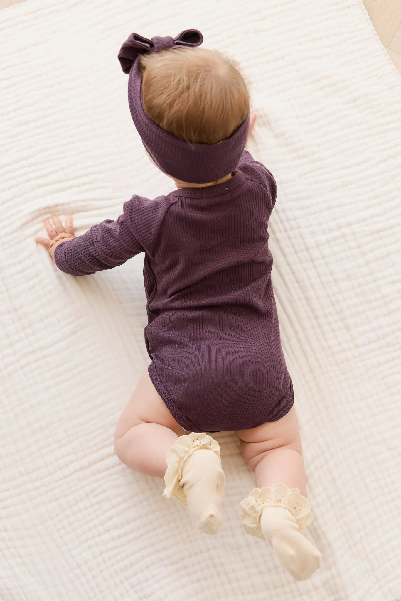 Organic Cotton Modal Marina Long Sleeve Bodysuit - Blackberry - Image 4