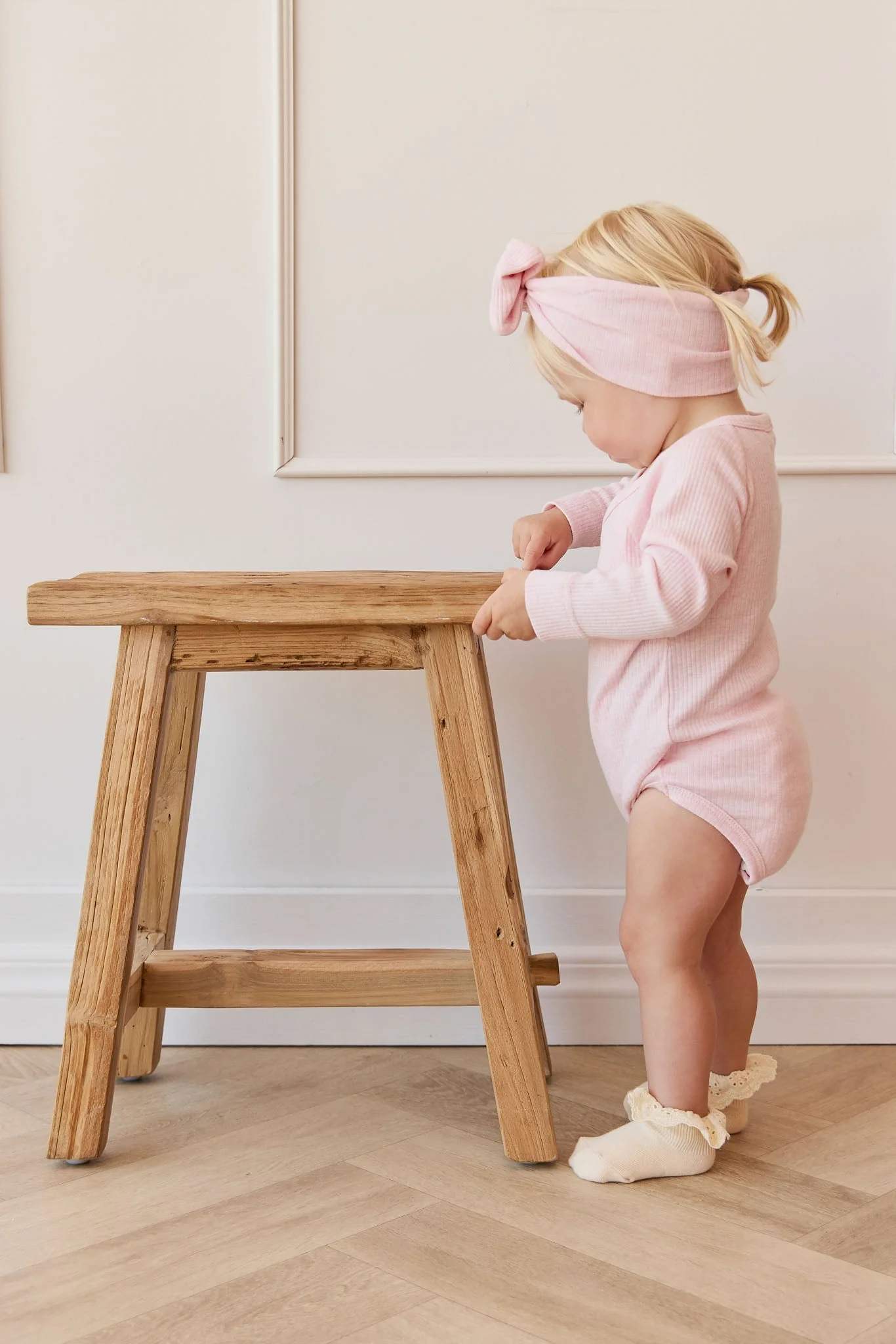 Organic Cotton Modal Marina Long Sleeve Bodysuit - Chalk Marle - Image 3