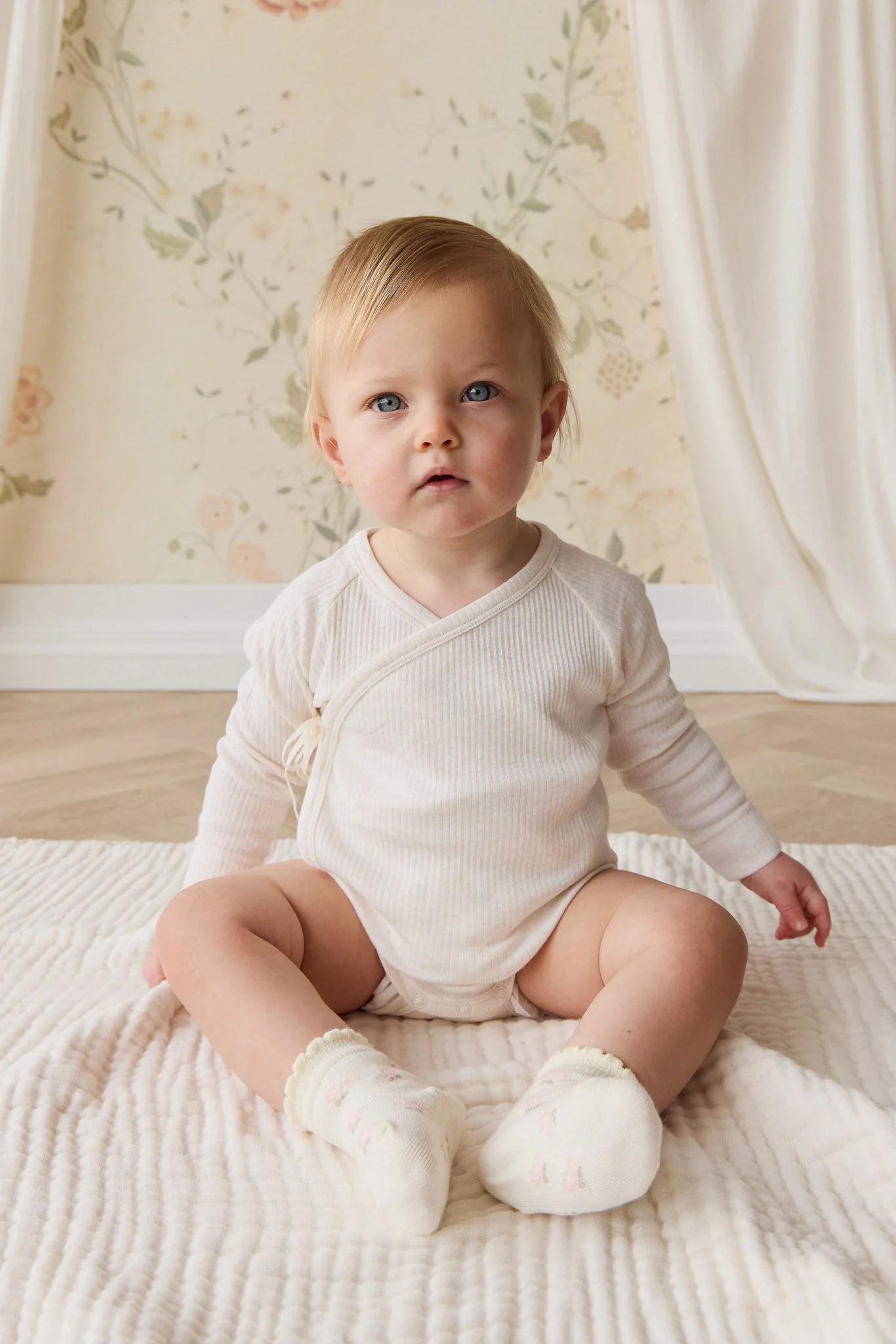 Organic Cotton Modal Marina Long Sleeve Bodysuit - Icing Marle - Image 3