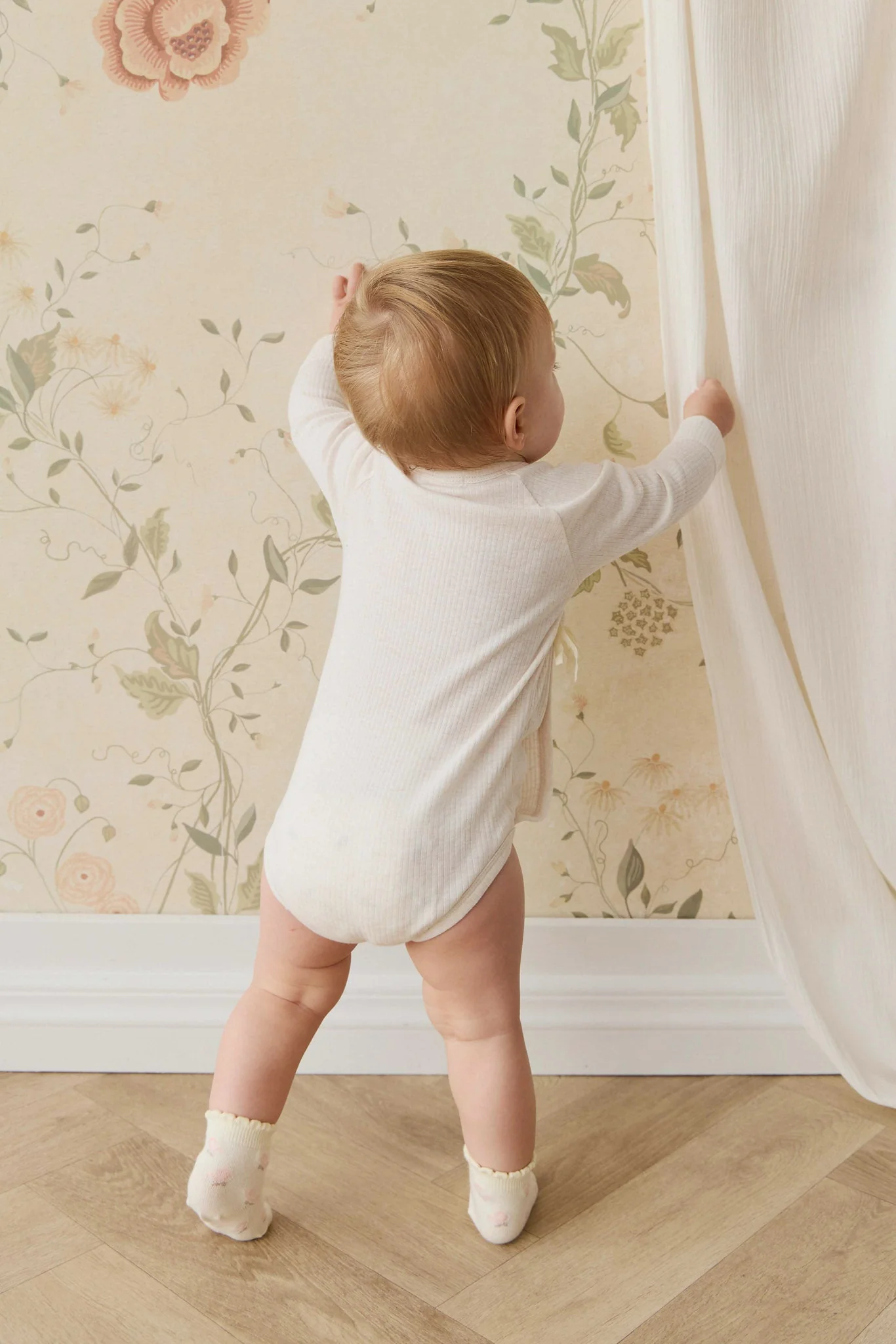 Organic Cotton Modal Marina Long Sleeve Bodysuit - Icing Marle - Image 5