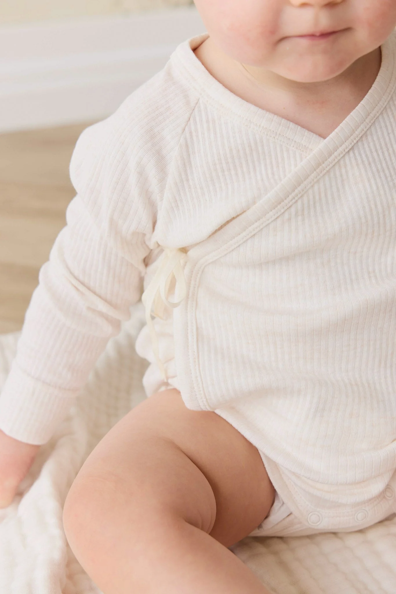 Organic Cotton Modal Marina Long Sleeve Bodysuit - Icing Marle - Image 6