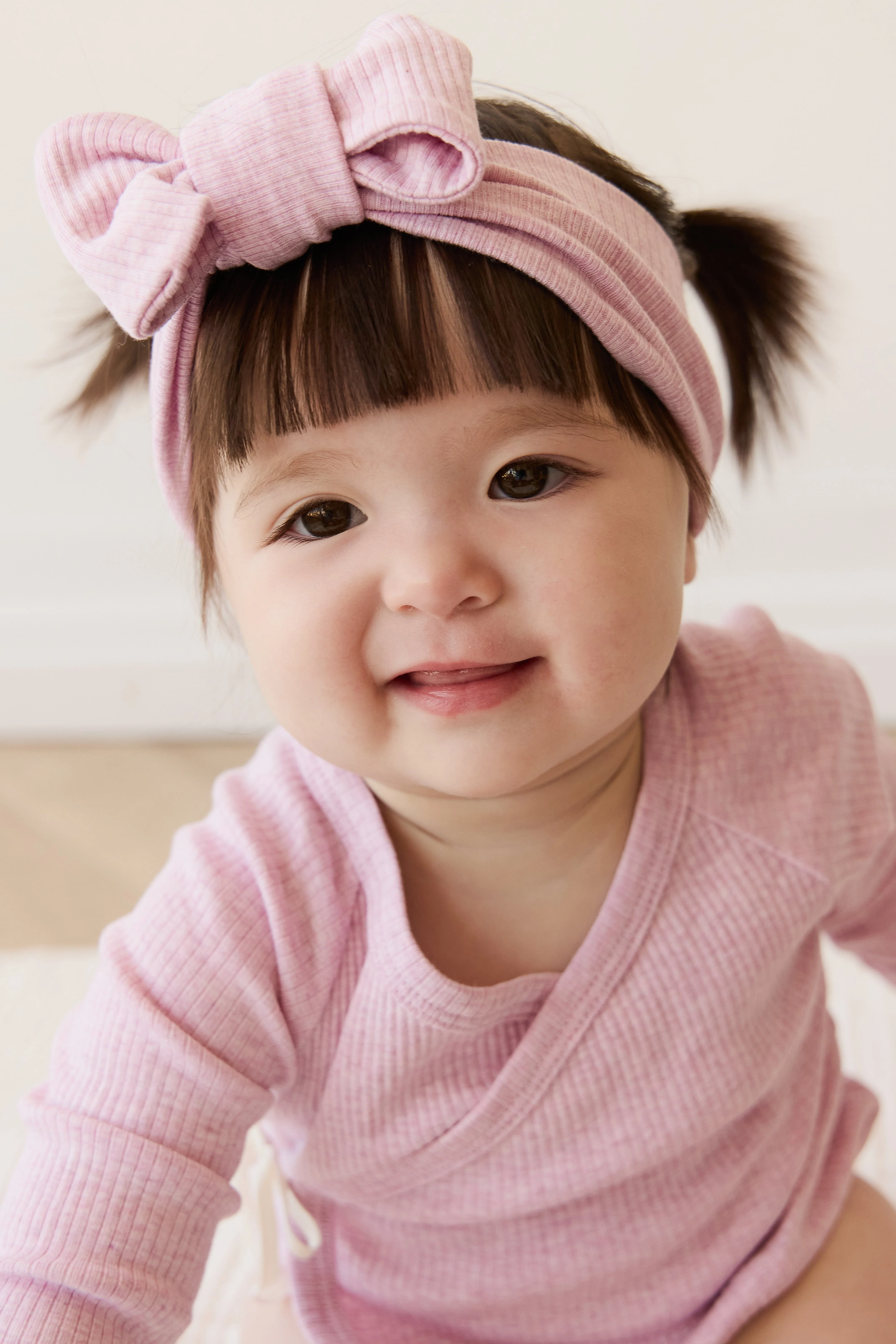 Organic Cotton Modal Marina Long Sleeve Bodysuit - Orchid Marle - Image 5