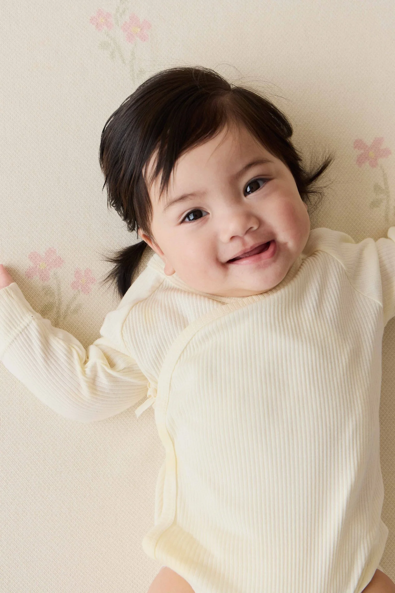 Organic Cotton Modal Marina Long Sleeve Bodysuit - Parchment - Image 3