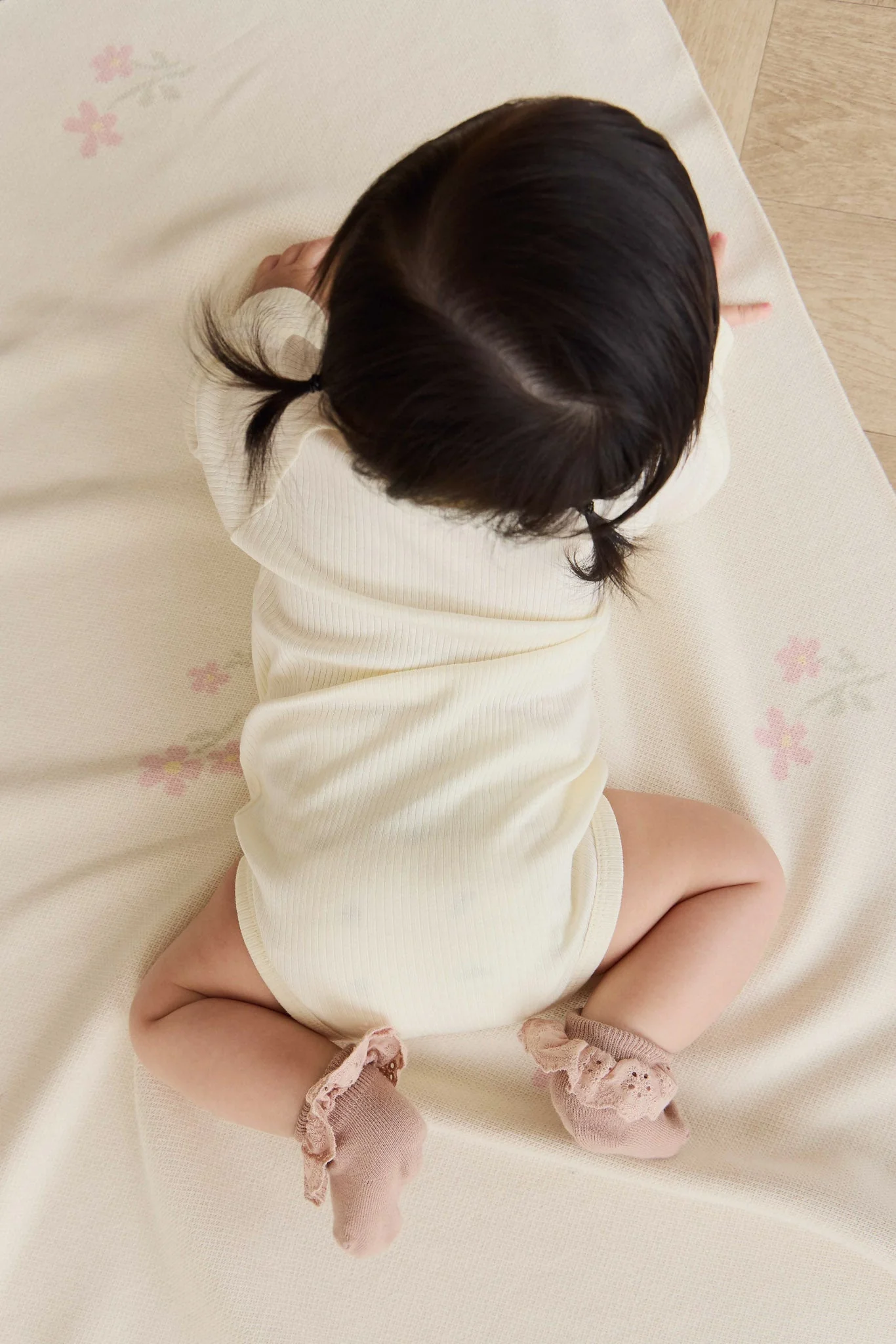 Organic Cotton Modal Marina Long Sleeve Bodysuit - Parchment - Image 5