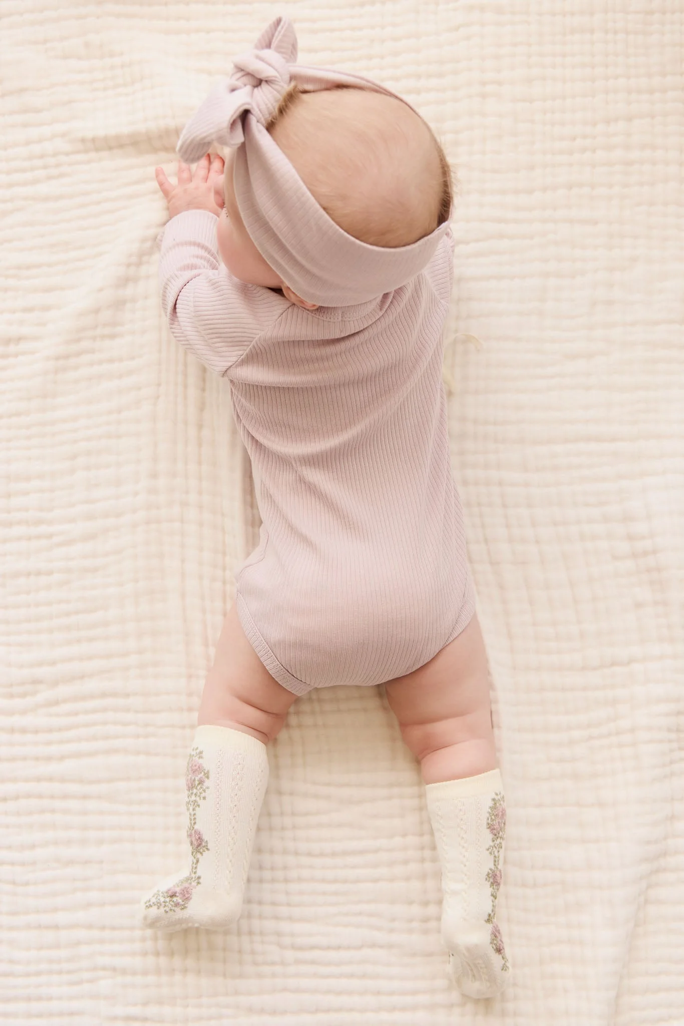 Organic Cotton Modal Marina Long Sleeve Bodysuit - Violet Tint - Image 5