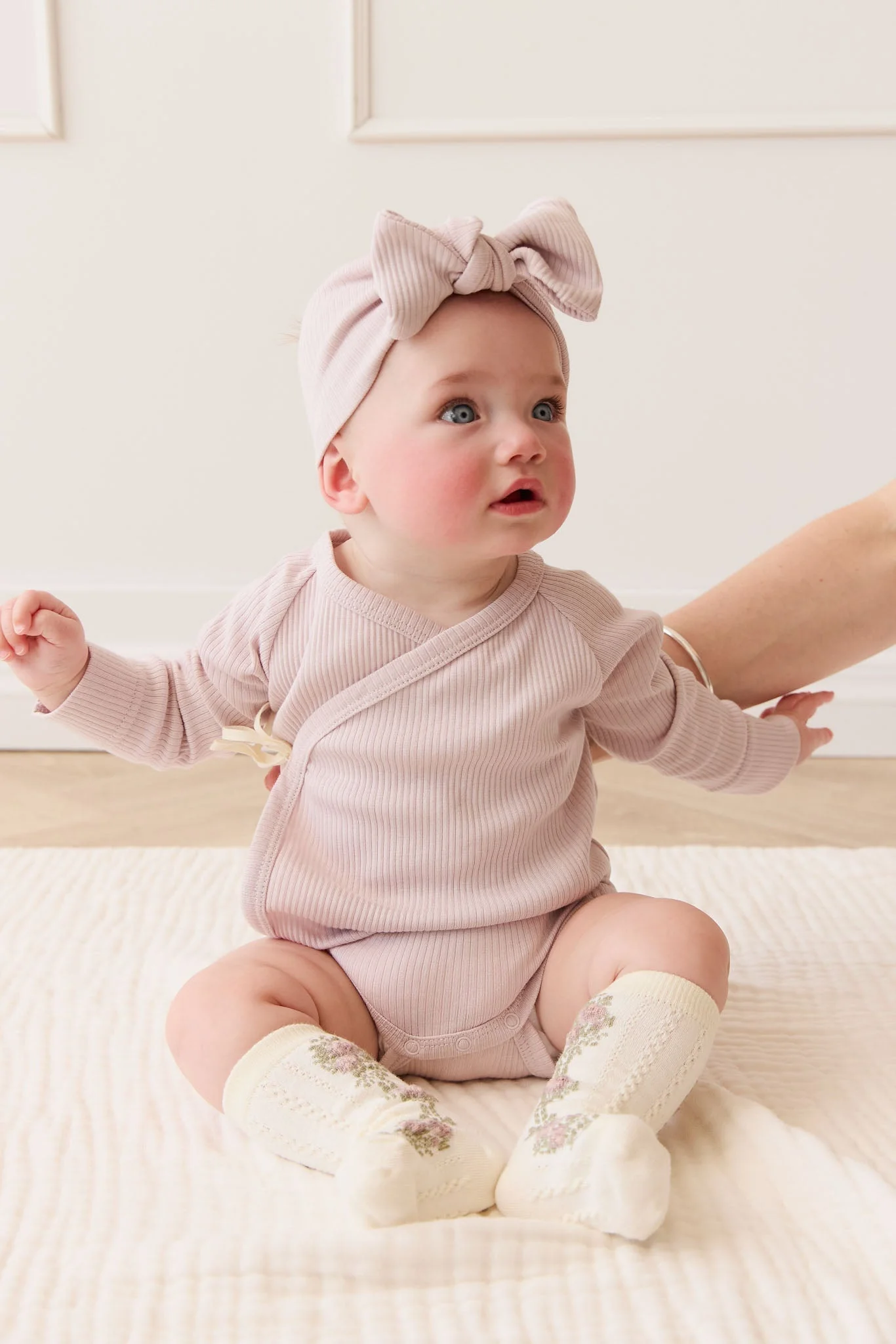 Organic Cotton Modal Marina Long Sleeve Bodysuit - Violet Tint - Image 7