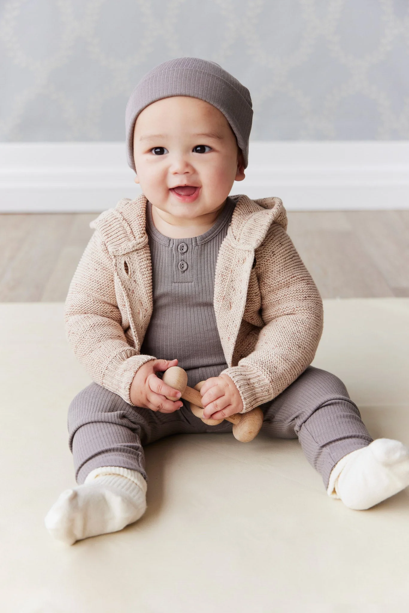 Organic Cotton Modal Marley Beanie - Cobblestone - Image 3