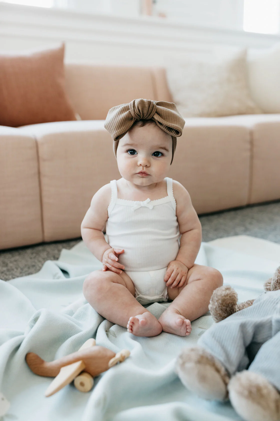Organic Cotton Modal Singlet Bodysuit  - Milk - Image 3