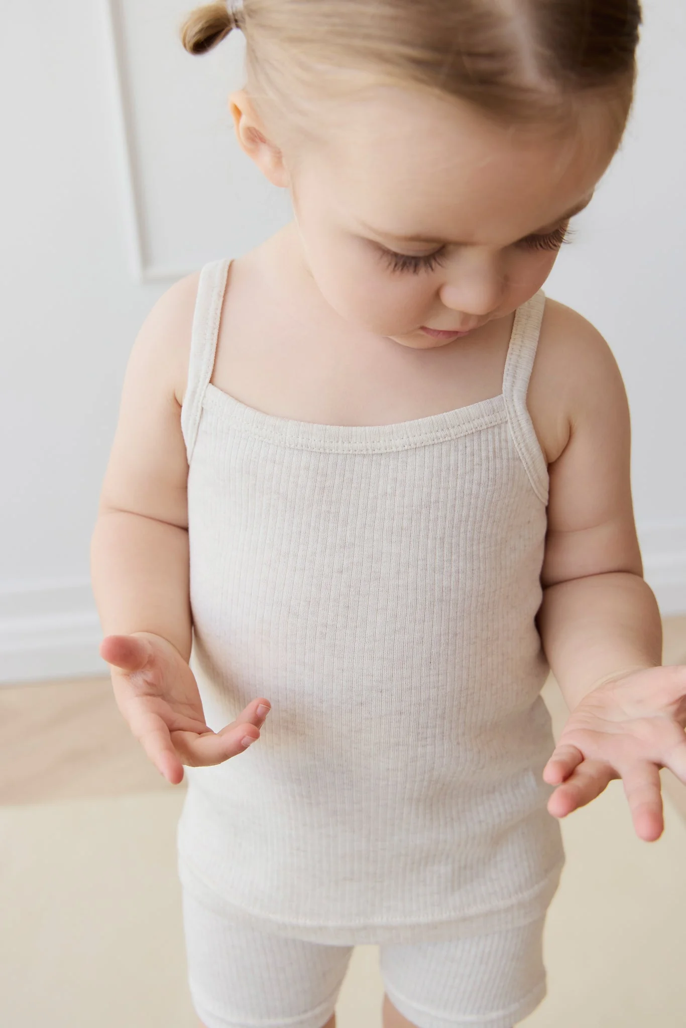 Organic Cotton Modal Singlet - Oatmeal Marle - Image 3