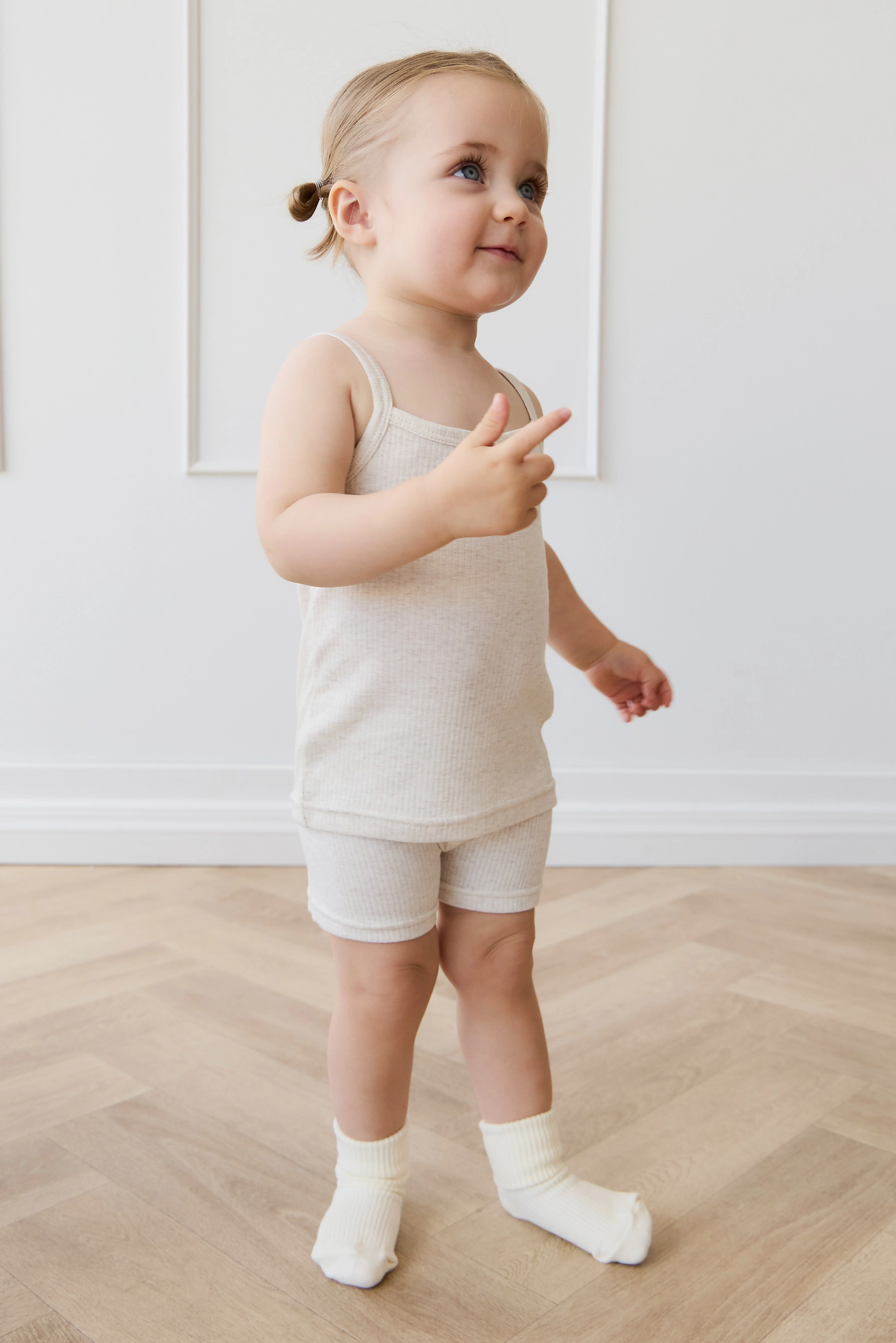Organic Cotton Modal Singlet - Oatmeal Marle - Image 4