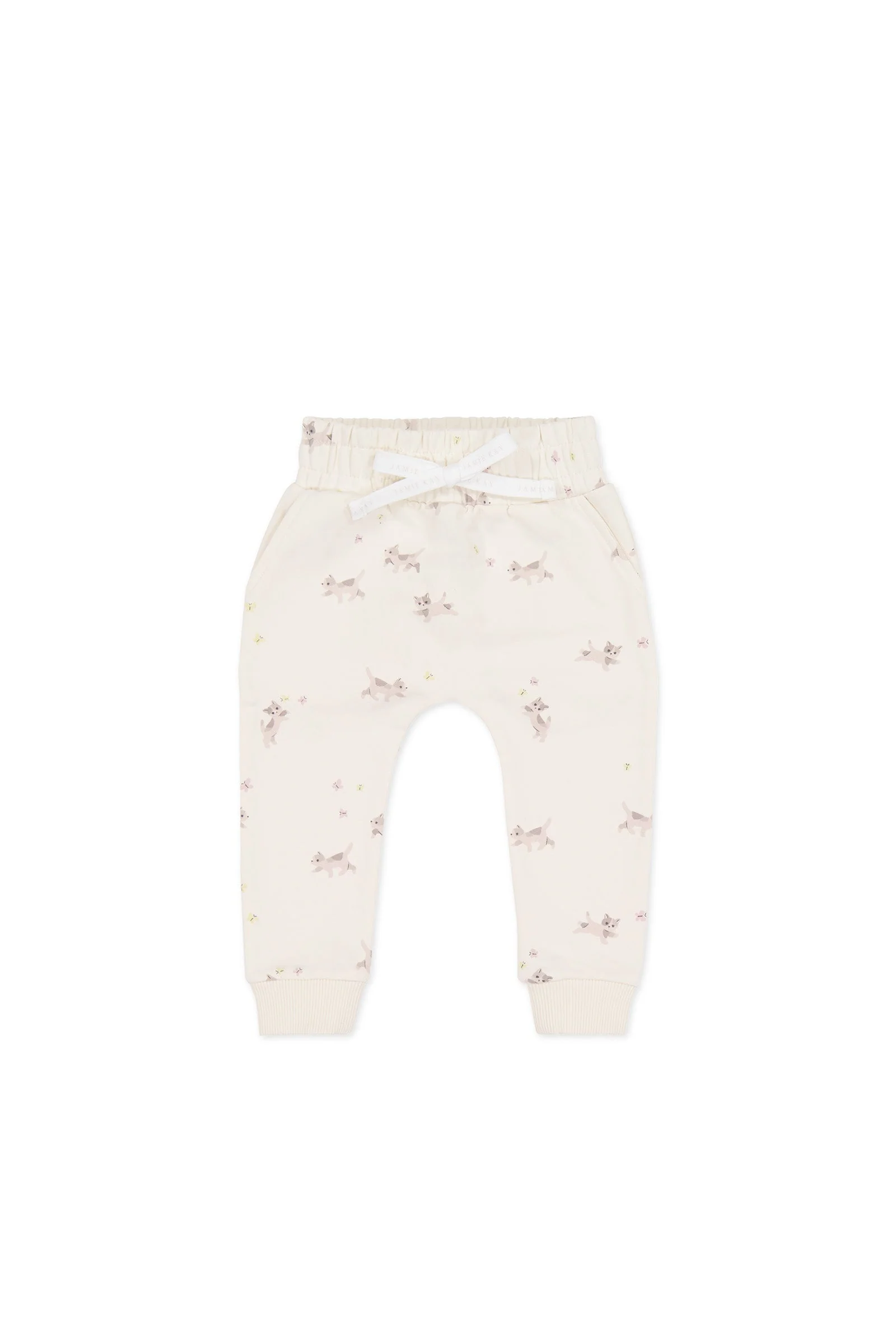Organic Cotton Morgan Track Pant - Playful Kittens Whisper White Large - Image 2
