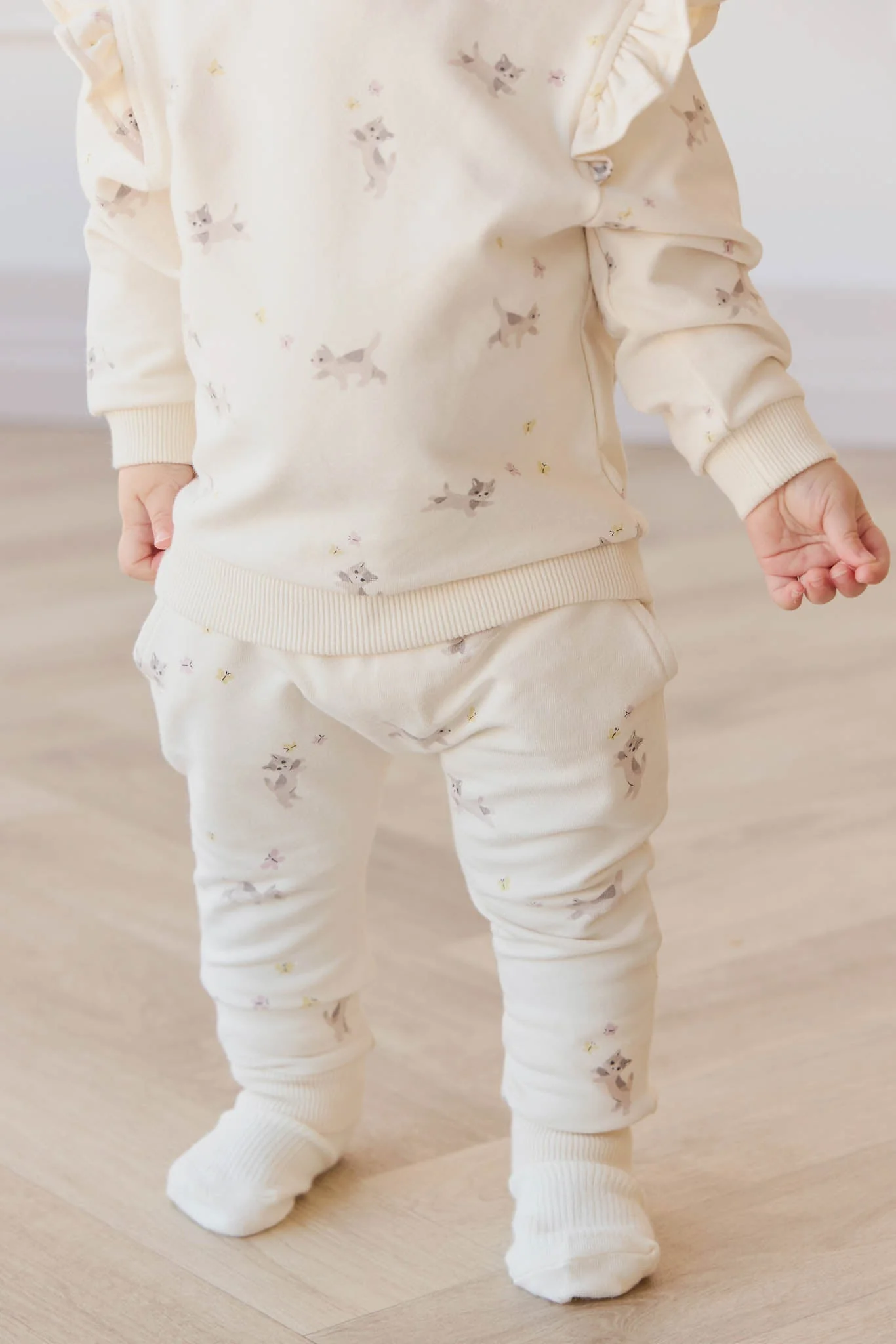 Organic Cotton Morgan Track Pant - Playful Kittens Whisper White Large - Image 3