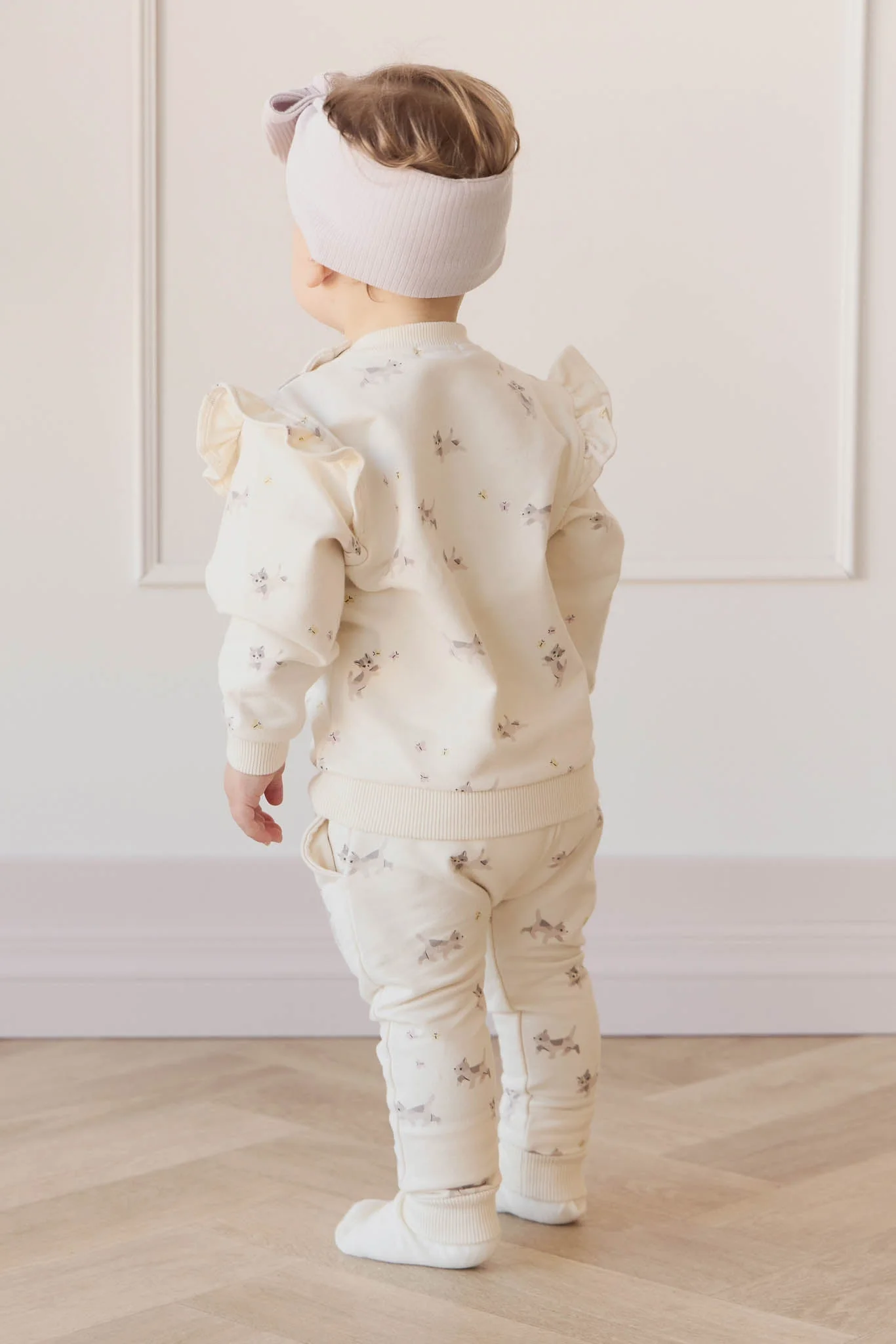 Organic Cotton Morgan Track Pant - Playful Kittens Whisper White Large - Image 4