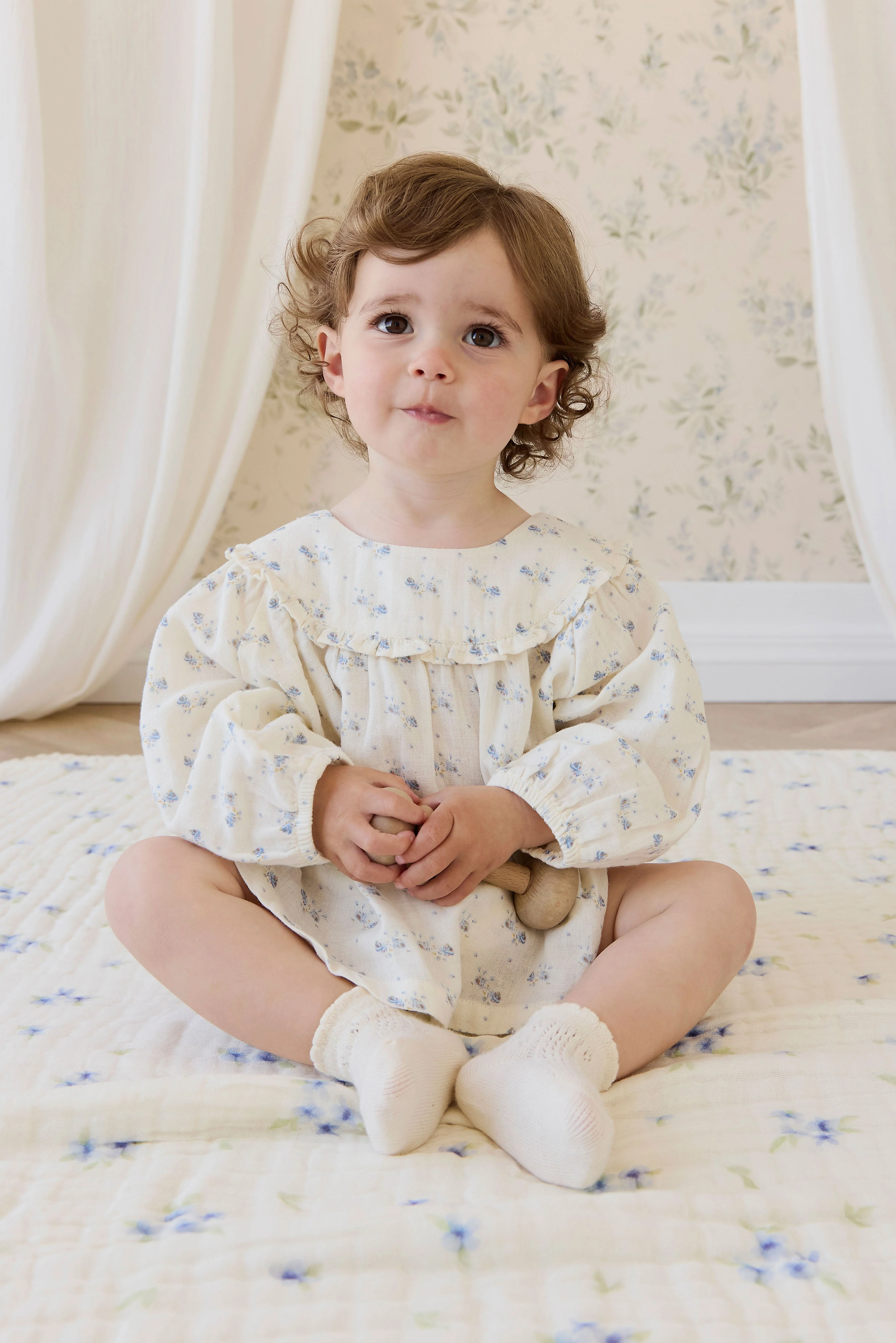 Organic Cotton Muslin Amira Blouse-Molly Blue - Image 3