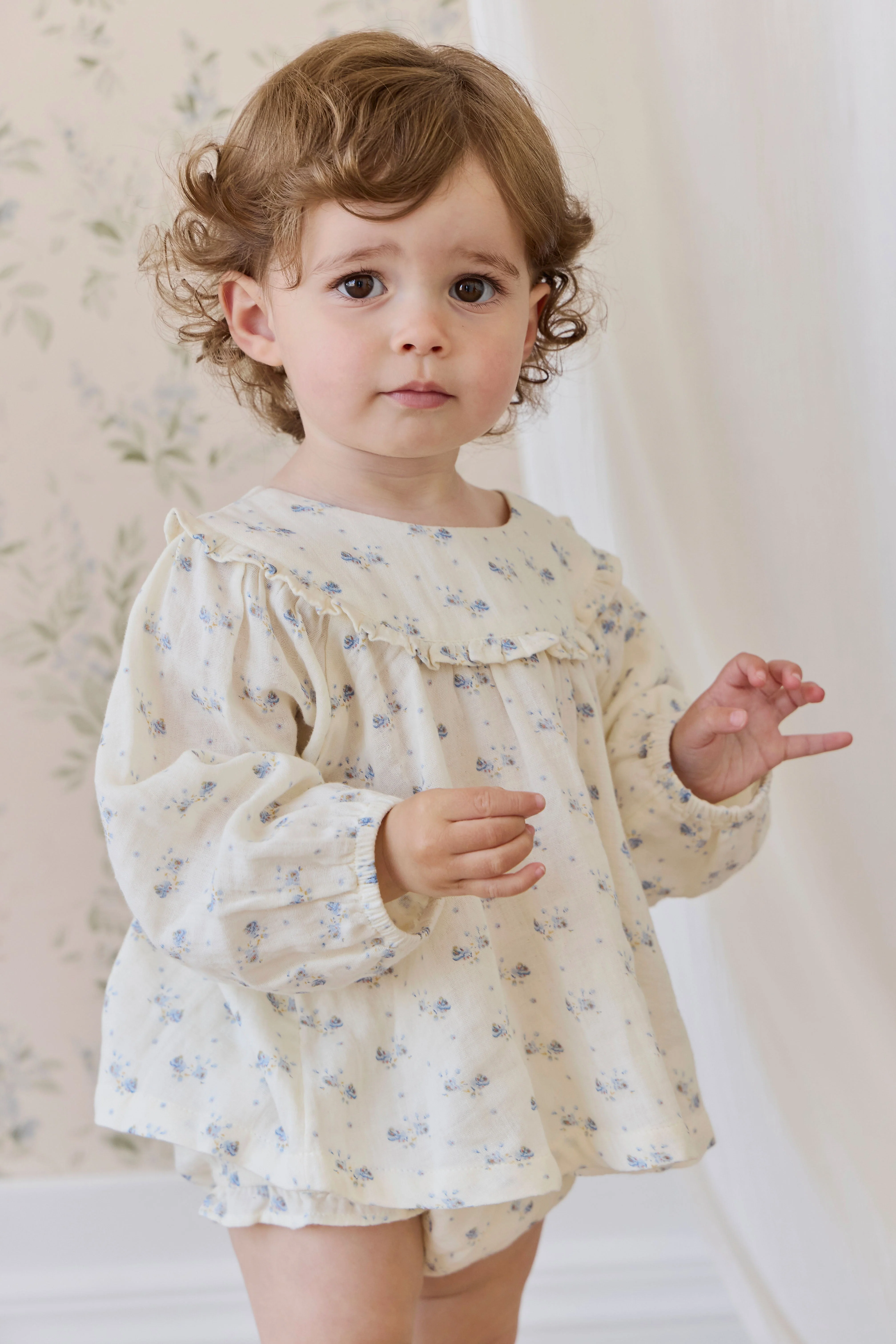 Organic Cotton Muslin Amira Blouse-Molly Blue - Image 4