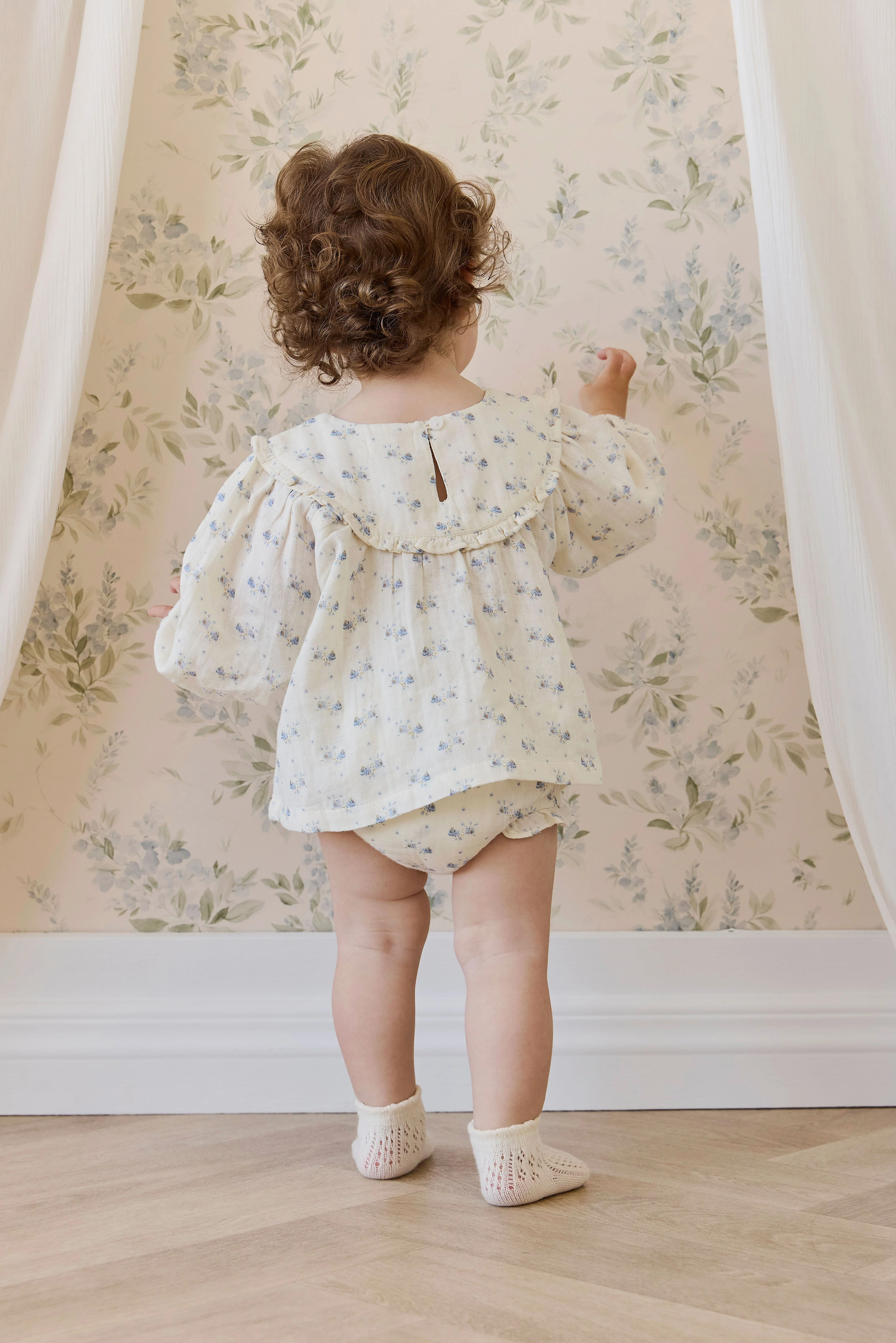 Organic Cotton Muslin Amira Blouse-Molly Blue - Image 5