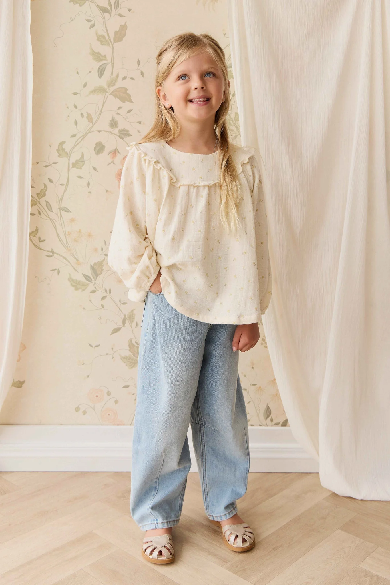 Organic Cotton Muslin Amira Blouse - Vintage Ditsy - Image 3