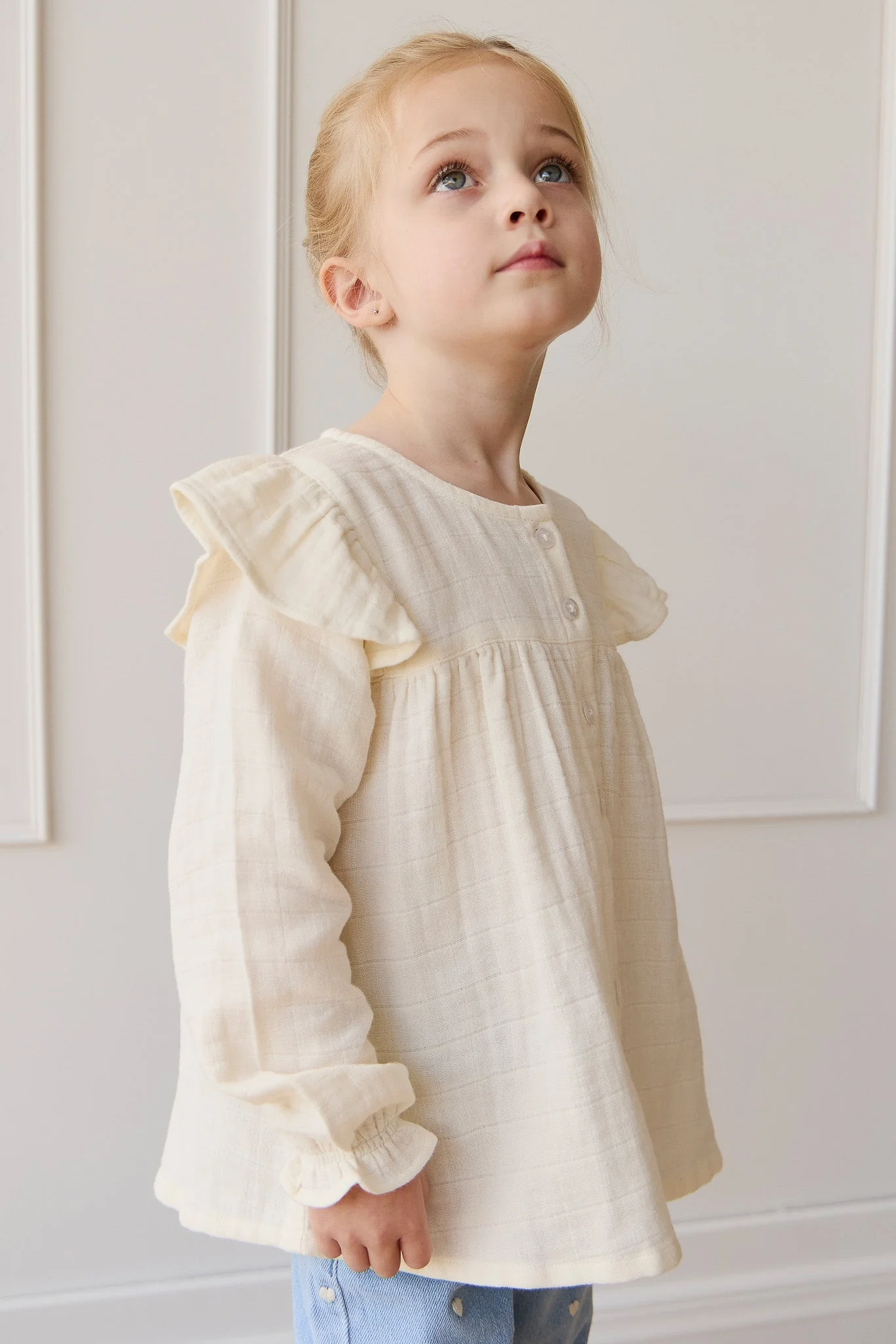 Organic Cotton Muslin Ava Blouse - Parchment - Image 6
